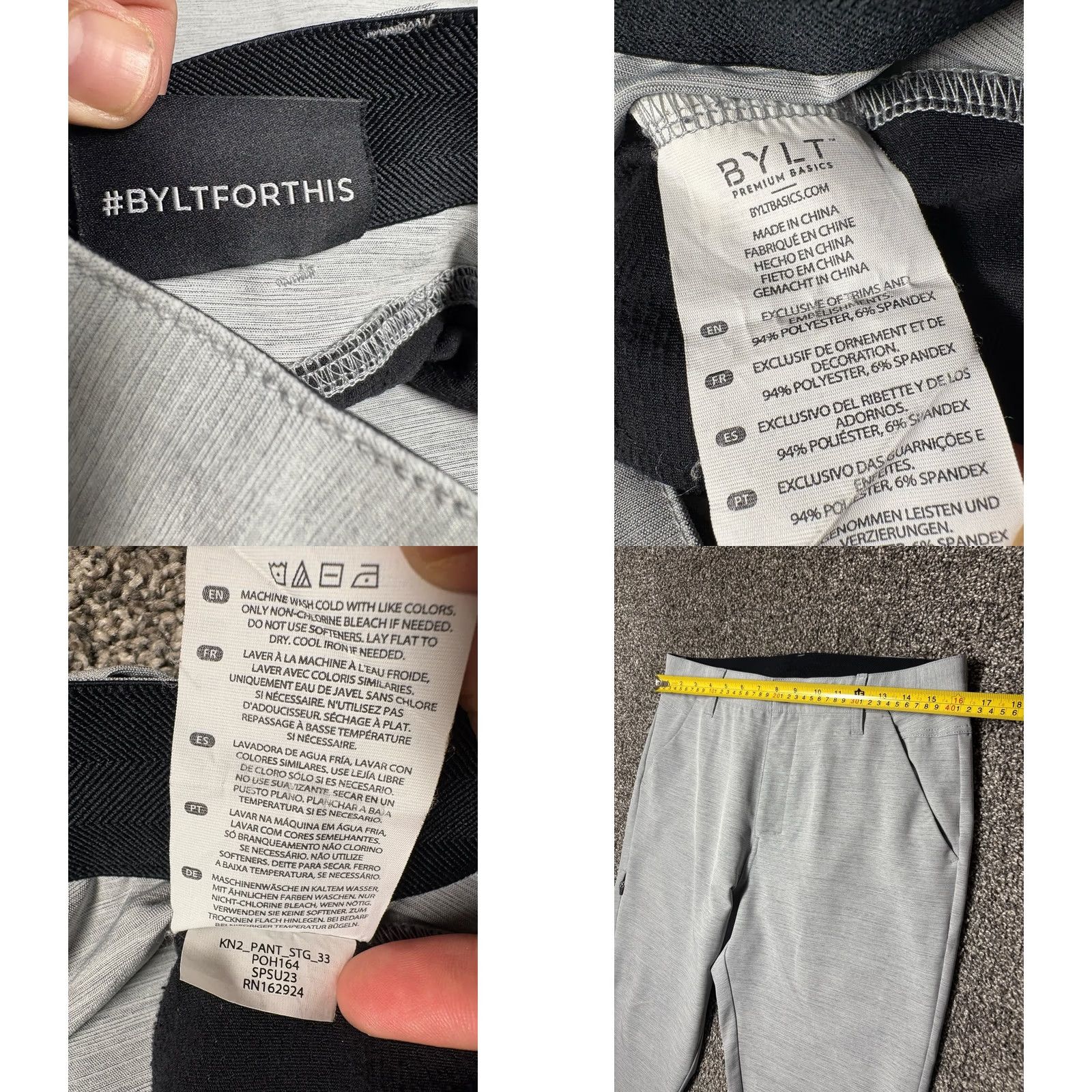 Asics BYLT Kinetic 2.0 Pants Mens 33x30 Gray Performance Premium Basics Chino Straight Regular Pocket City Preppy Sports Mens Size US 33 - 8 Thumbnail
