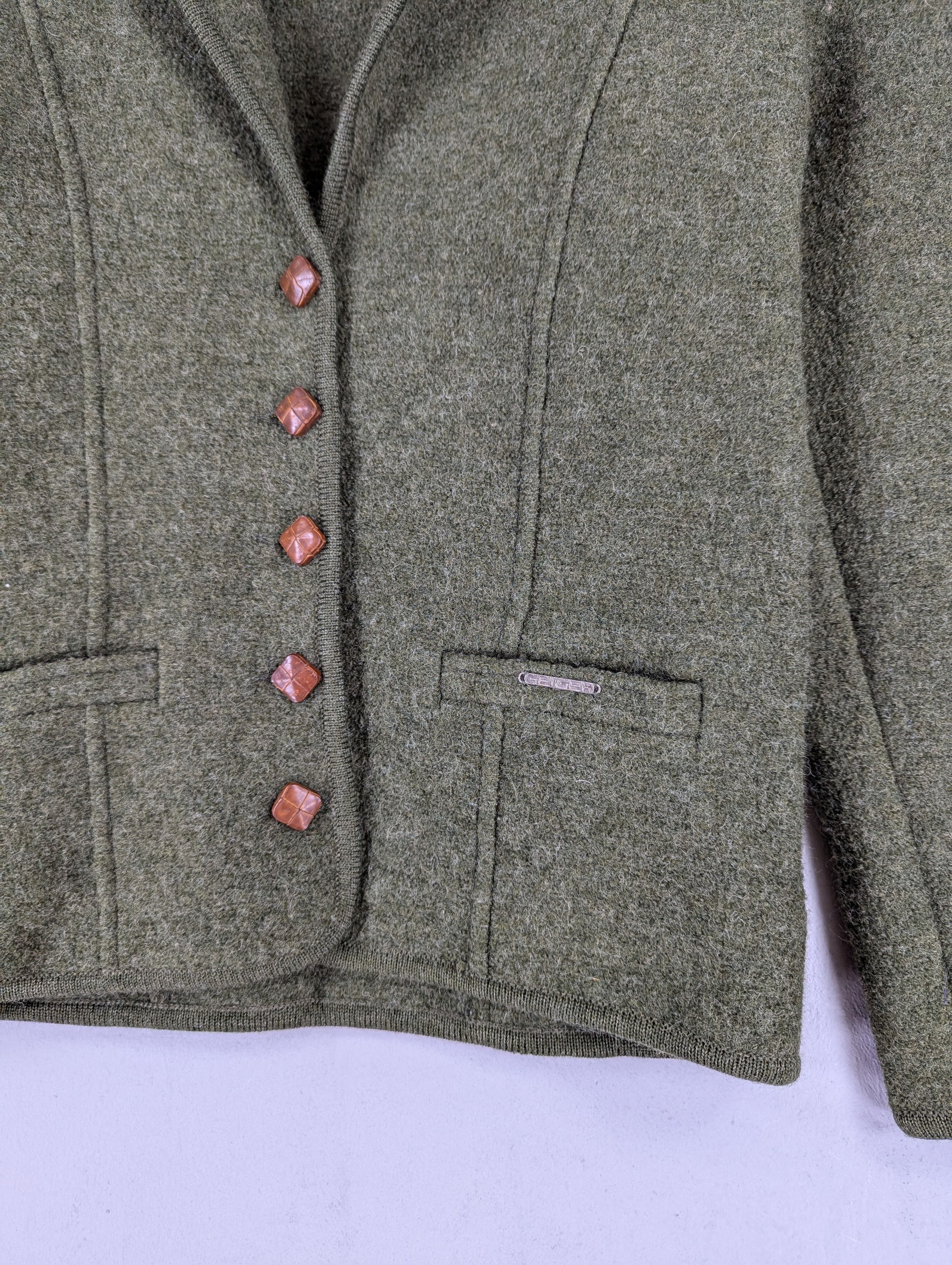 Designer Vintage 90s GEIGER Tyrol Wool Green Blazer Jacket Size XS / US 0-2 / IT 36-38 - 5 Thumbnail
