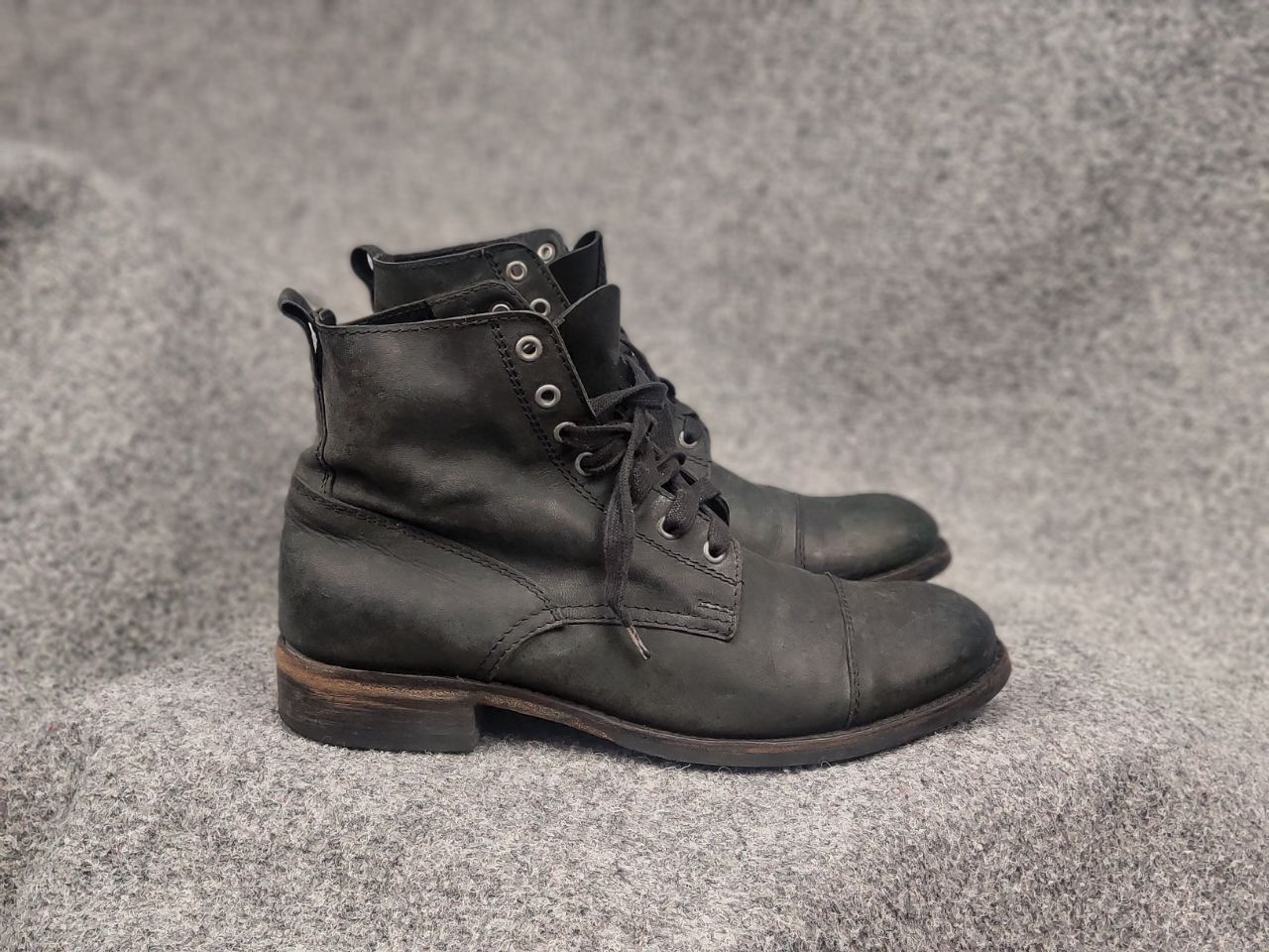 Sendra Vintage Dark Black leather lace-up ankle Mens Boots