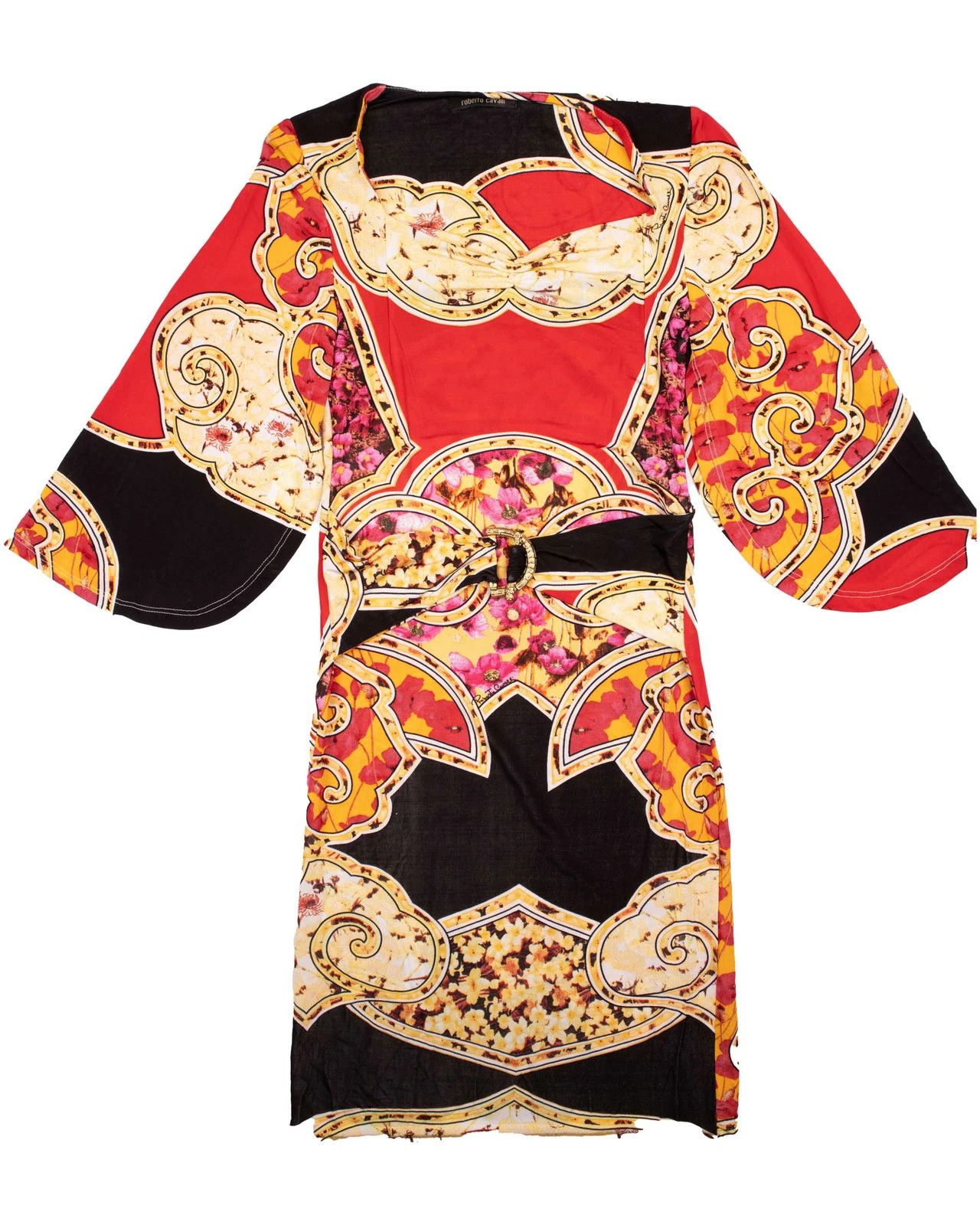 Roberto Cavalli Women's Roberto Cavalli Vintage Floral Abstract Midi Dress Size M / US 6-8 / IT 42-44 - 1 Thumbnail