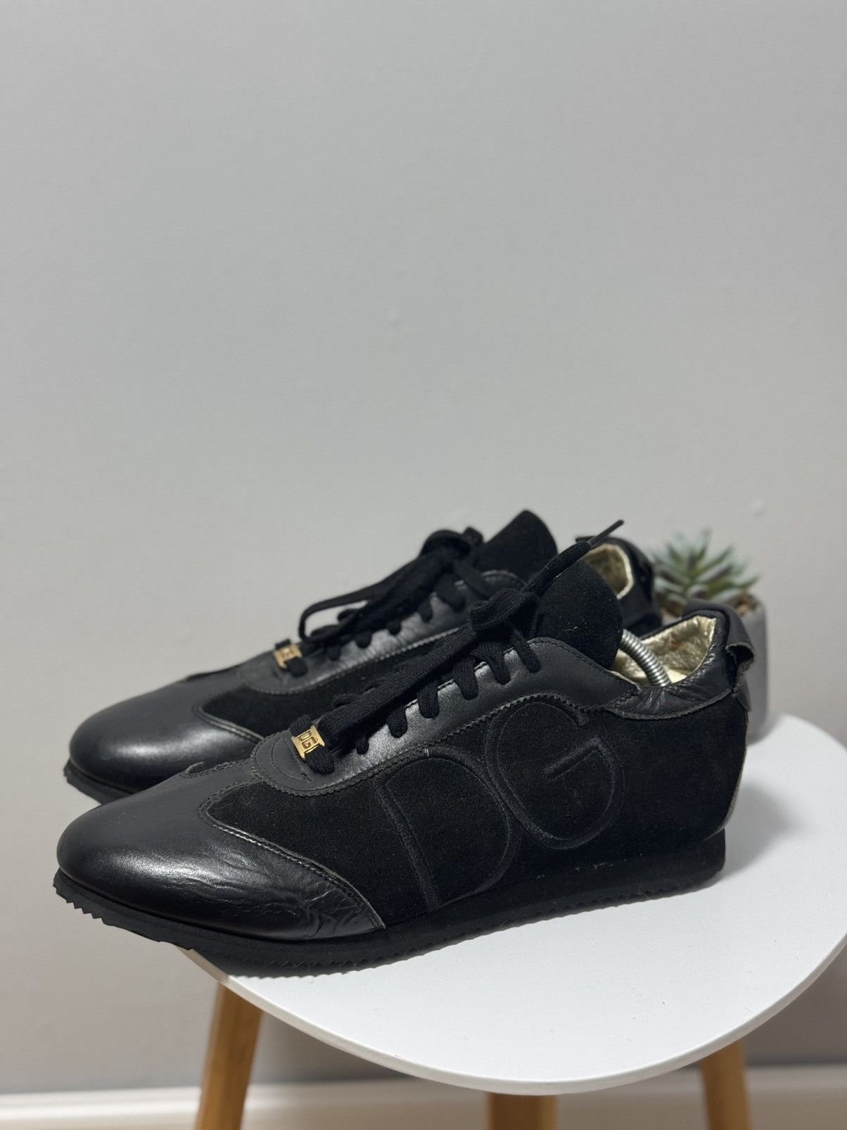 Dolce & Gabbana Black Suede sneakers D&G big logo size 11