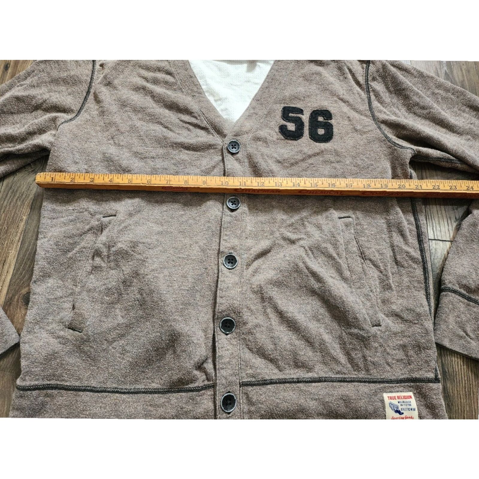 True Religion True Religion Athletic Club Cardigan Sweater Mens XL Beige Football Sport Size US XL / EU 56 / 4 - 2 Thumbnail