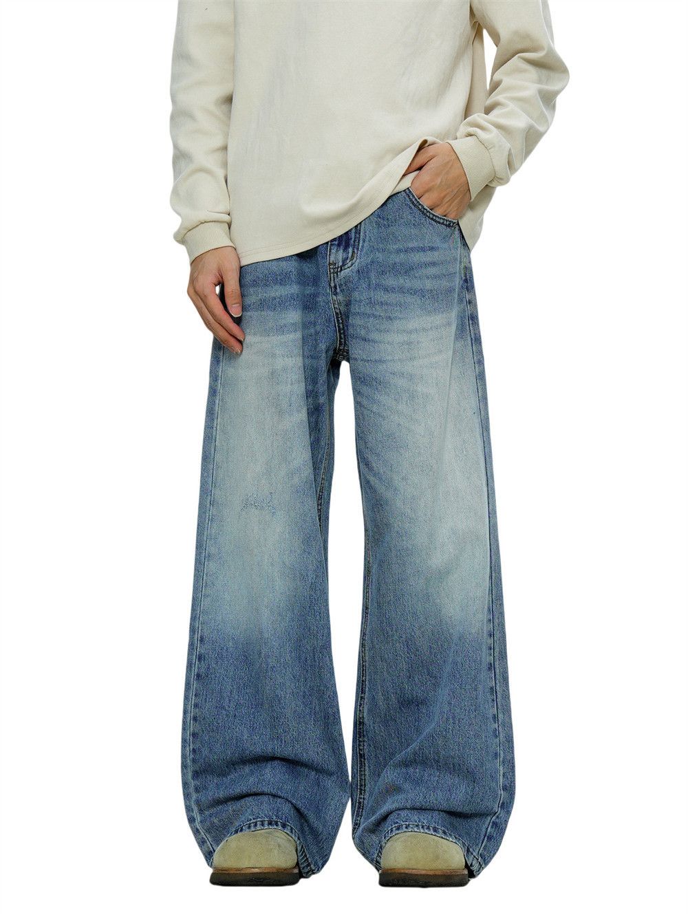 Japanese Brand × Jean Washed Distressed Gradient Dyed Jeans Size US 33 - 1 Thumbnail