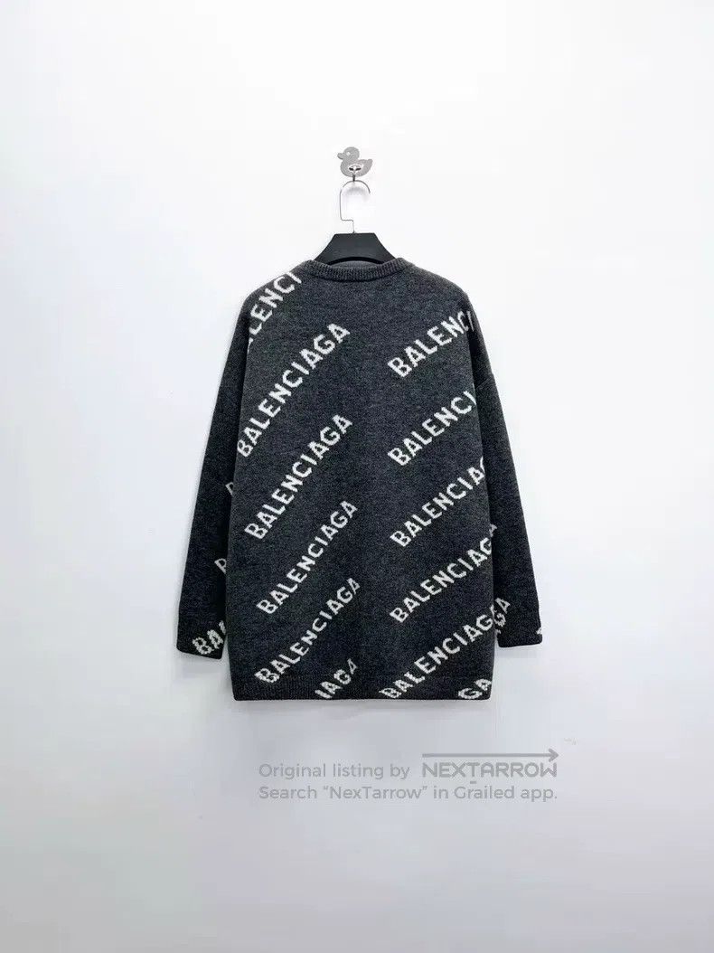 Balenciaga Balenciaga Dark Gray Barrage Full Print Logo Knit Sweater Size US S / EU 44-46 / 1 - 2 Thumbnail