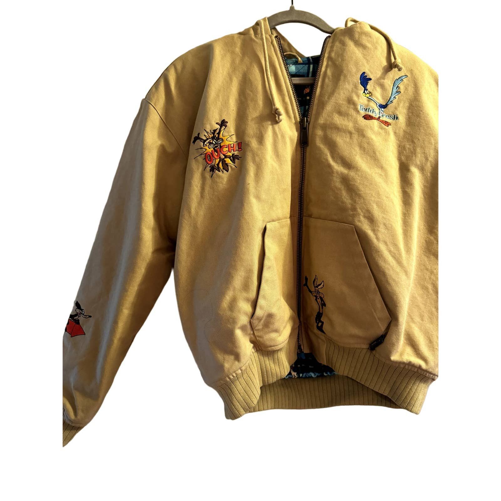 image of NWT Tf X Looney Tunes Quilt Lined Canvas Jacket in Brown, Men's (Size Small)