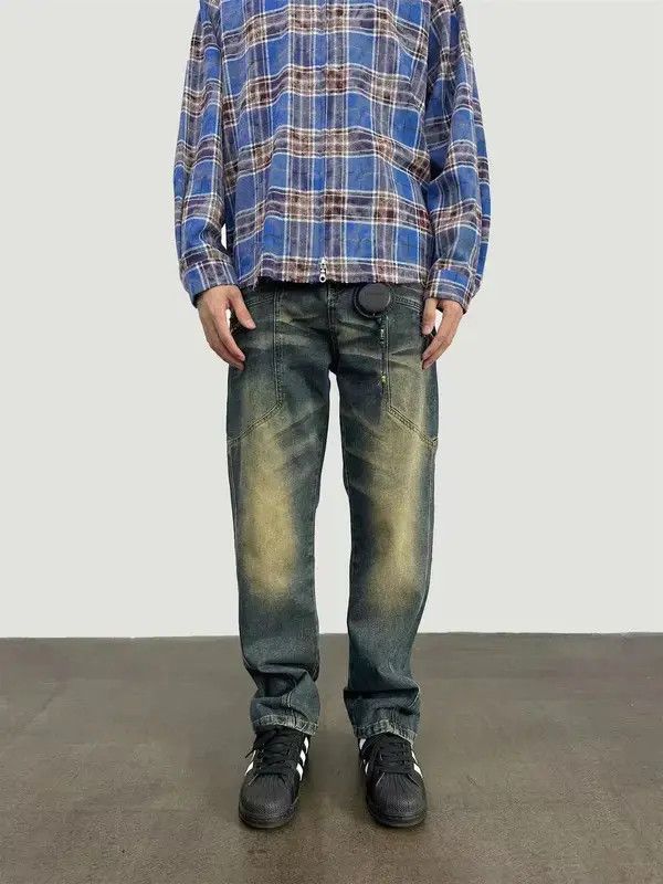 Japanese Brand VIBE Retro washed distressed corrugated jeans Size US 32 / EU 48 - 1 Thumbnail