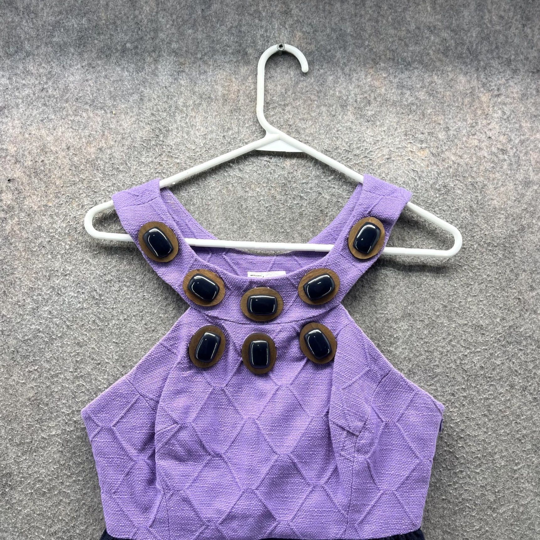 MILLY Milly Dress Womens 4 Purple Navy Embellished Colorblock Sleeveless Pockets Dress Size S / US 4 / IT 40 - 3 Thumbnail