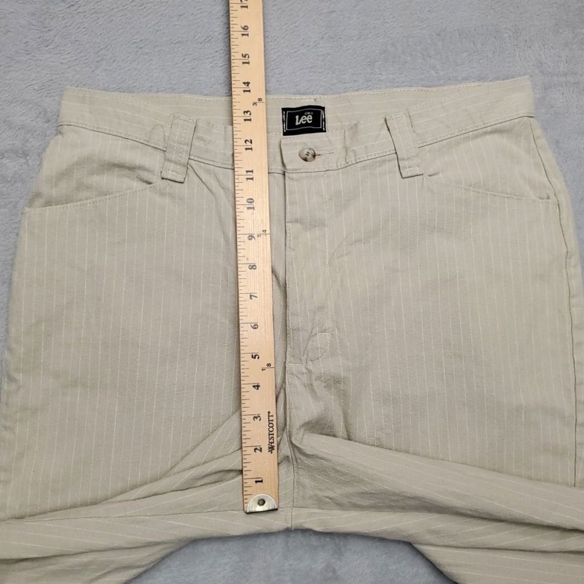 Lee VINTAGE Lee Pants Womens 14 M Beige Pin Striped Y2K 90s USA Fabric High Rise Pants Women 14 Beige Pin Striped High Rise Lee Size 36" / US 14 / IT 50 - 7 Thumbnail