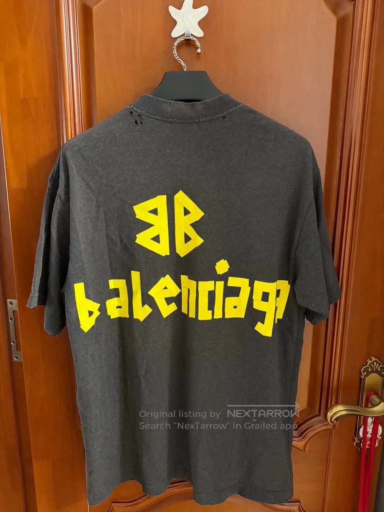 Balenciaga Balenciaga Black Gray Tape Short Sleeve Size US XS / EU 42 / 0 - 2 Thumbnail