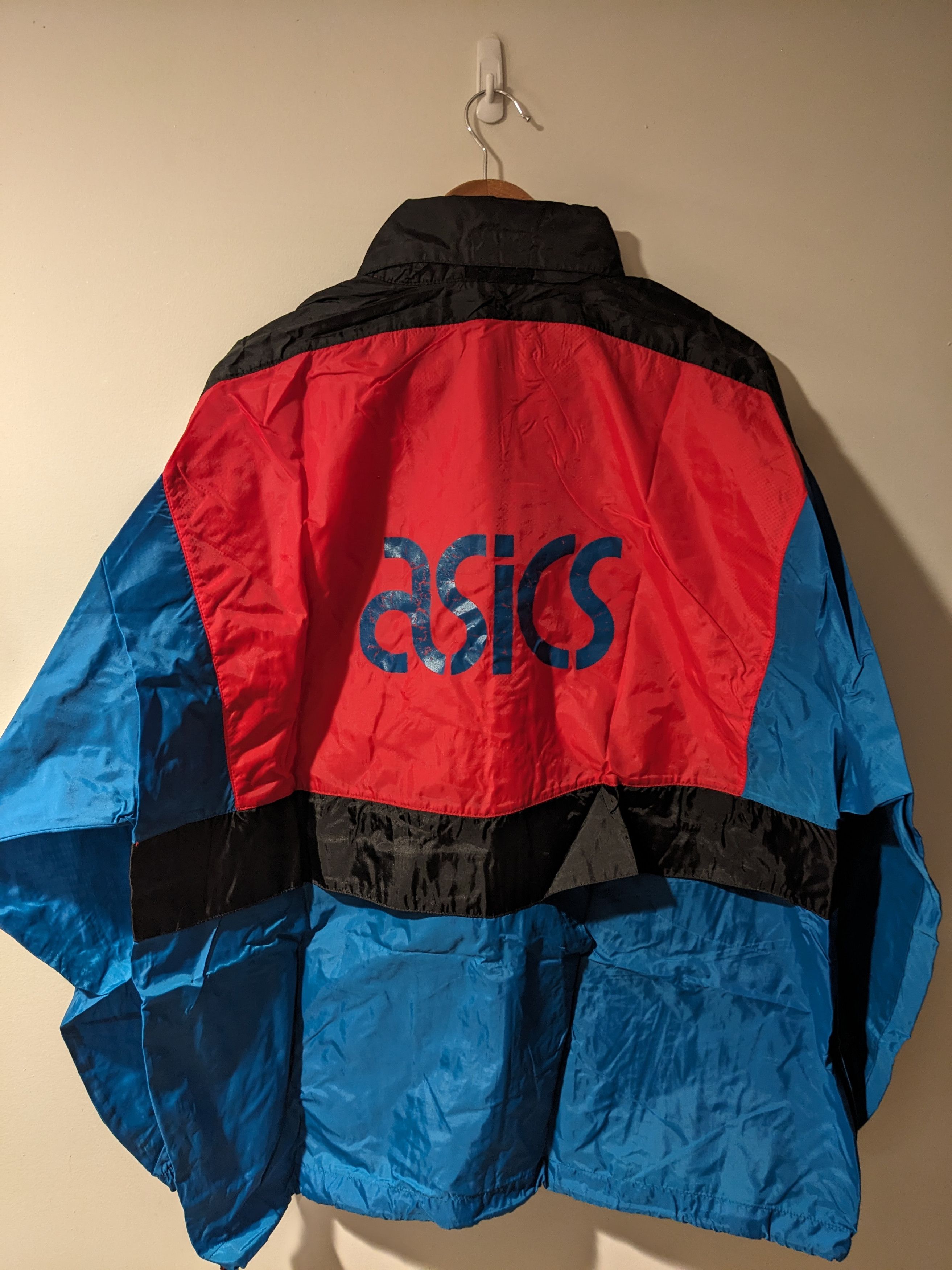Asics × Vintage Vintage 90s Asics Three Tone Light Weight Windbreaker Jacket Size US XL / EU 56 / 4 - 1 Thumbnail