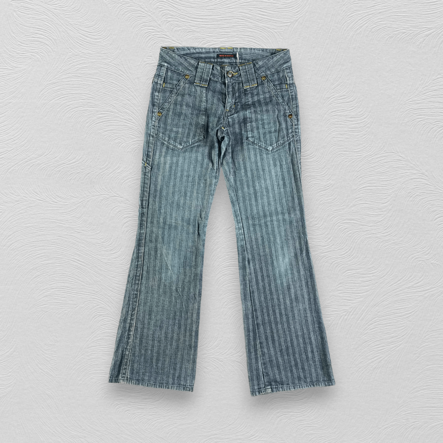 Japanese Brand ET Boite Herringbone Flared Jeans KJ2152 Size 30" / US 8 / IT 44 - 1 Thumbnail
