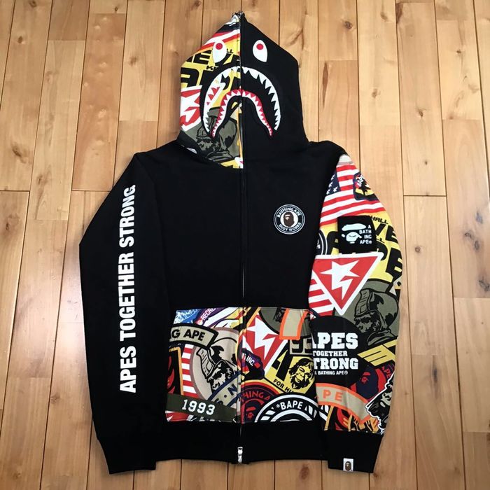 Bape patched hot sale hoodie