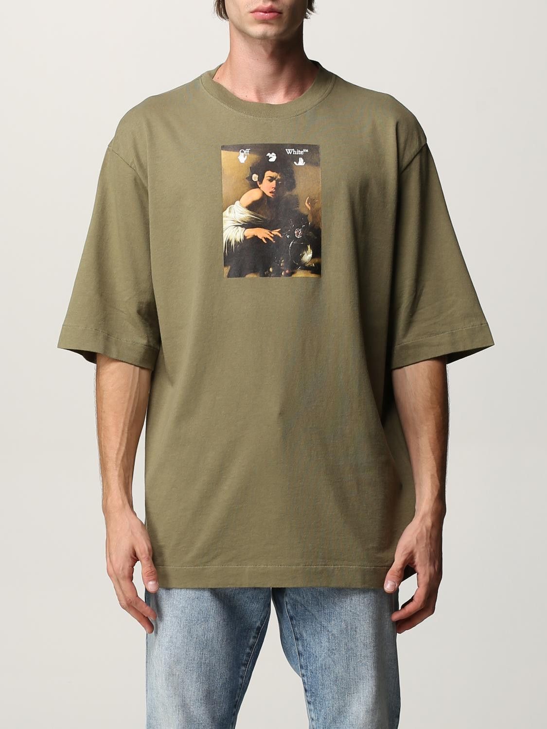 Off-White Green Caravaggio Boy Skate Oversized T-Shirt Size US M / EU 48-50 / 2 - 2 Thumbnail