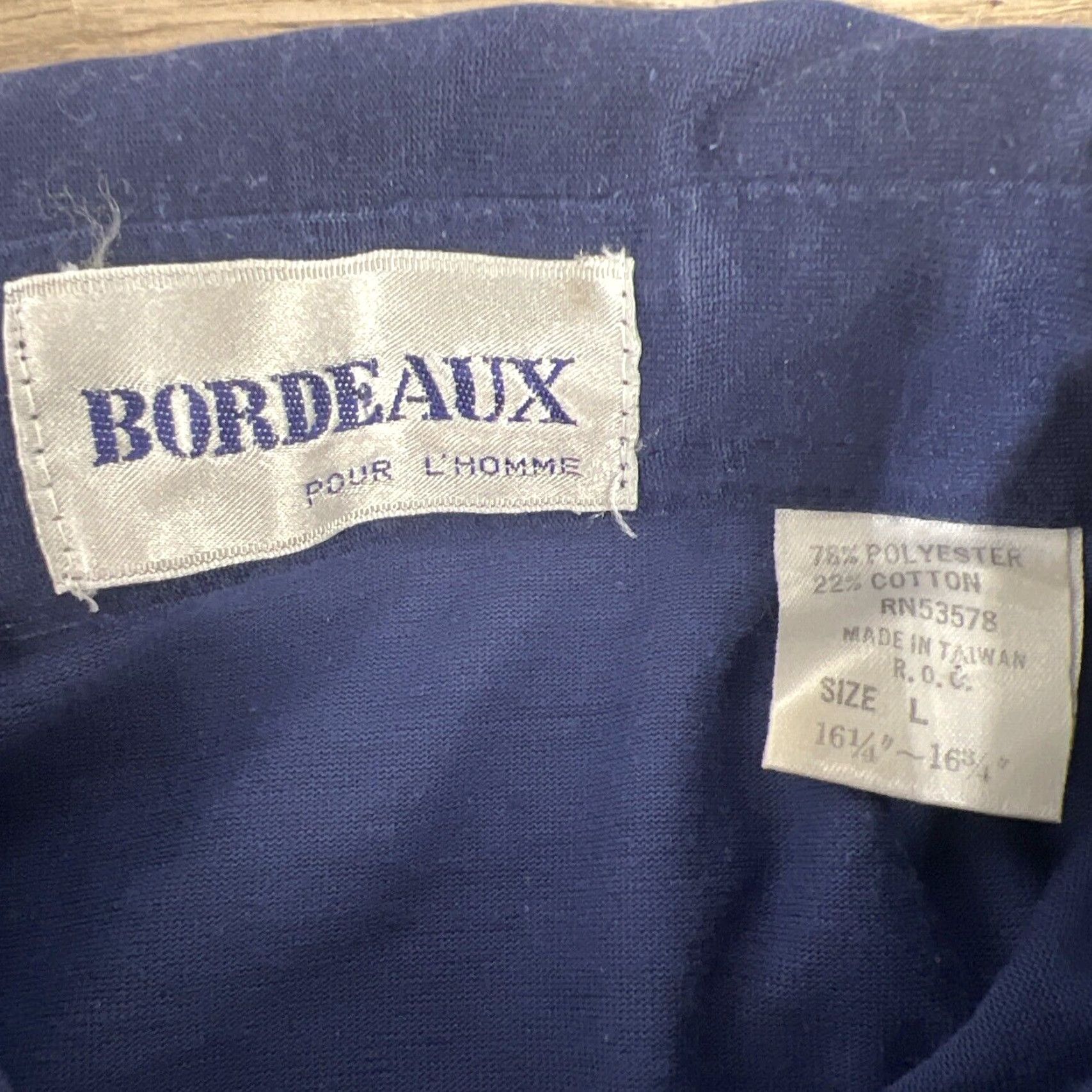 Vintage VINTAGE Bordeaux Pour L’Homme Polo Shirt Mens Size L Blue Size US L / EU 52-54 / 3 - 6 Thumbnail