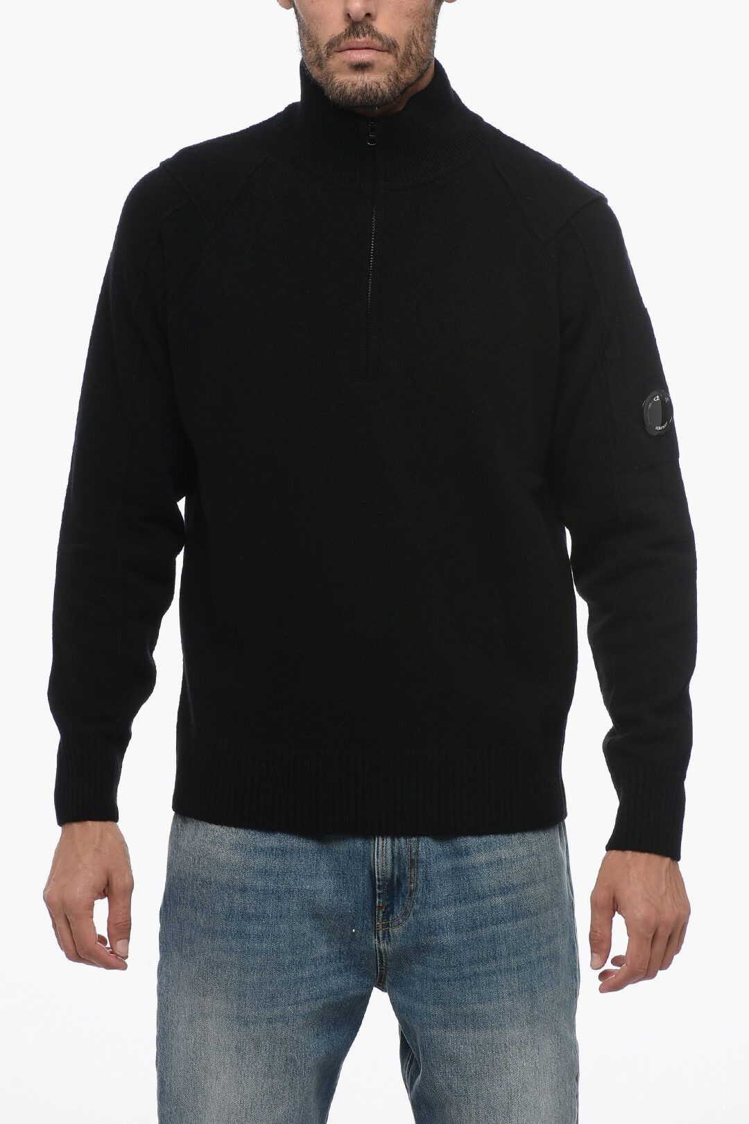 C.P. Company og1mm1024 Mockneck Sweater in Black Size US M / EU 48-50 / 2 - 1 Thumbnail