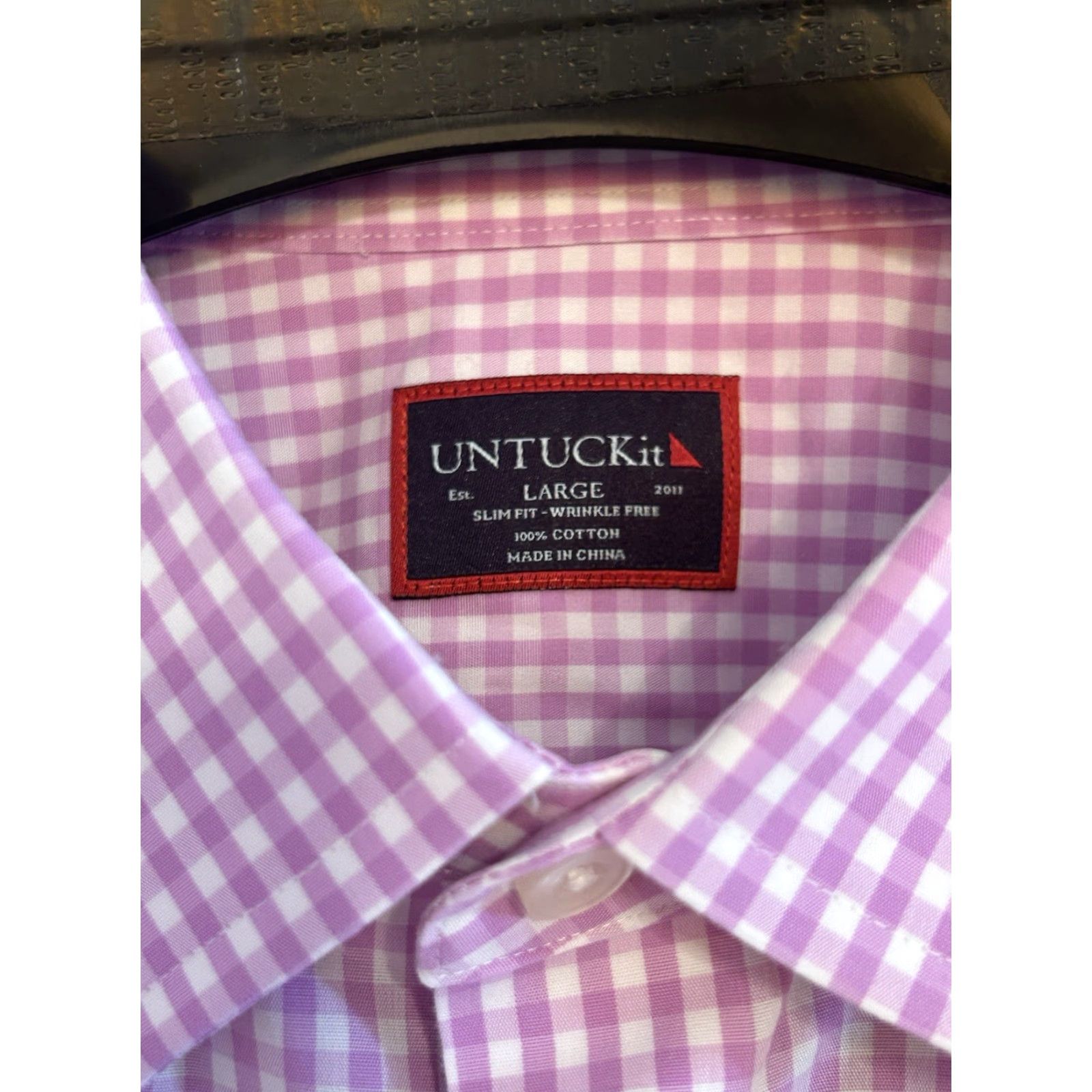 UNTUCKit UNTUCKit Shirt Mens Pink Plaid Slim Fit Button-Down Long Sleeve Large Regular Pink Plaid Modern Classic Size US L / EU 52-54 / 3 - 5 Thumbnail