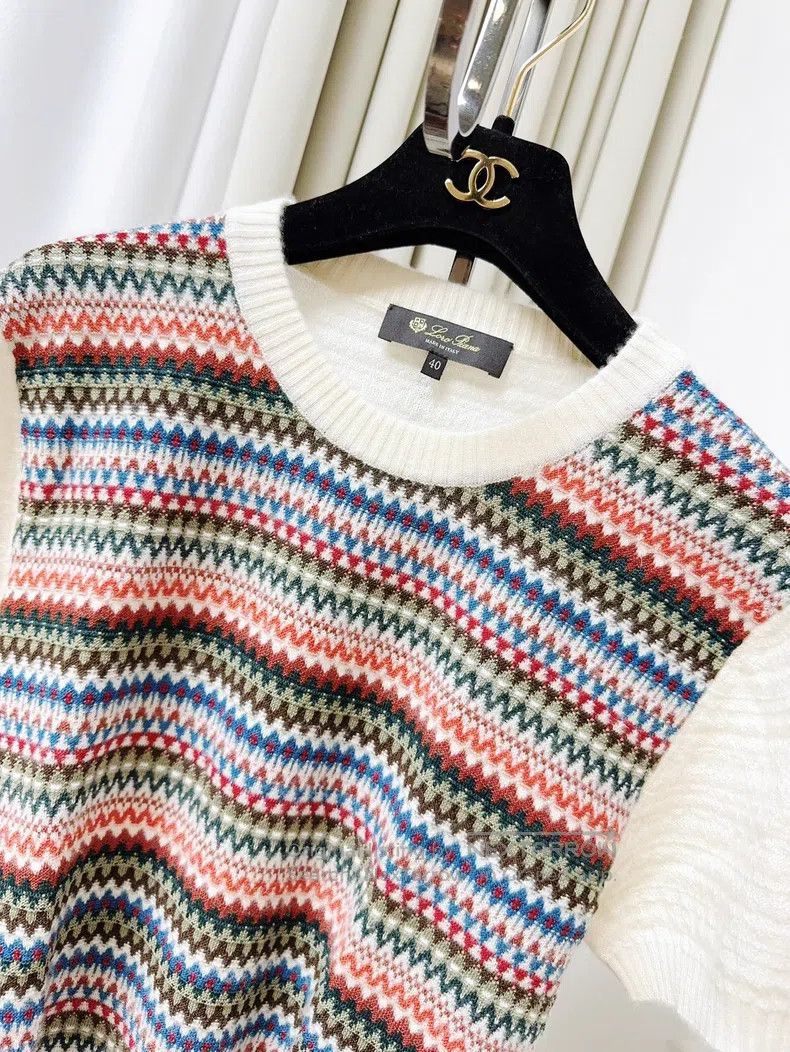 Loro Piana Colorful Knitted Cashmere Short Sleeve