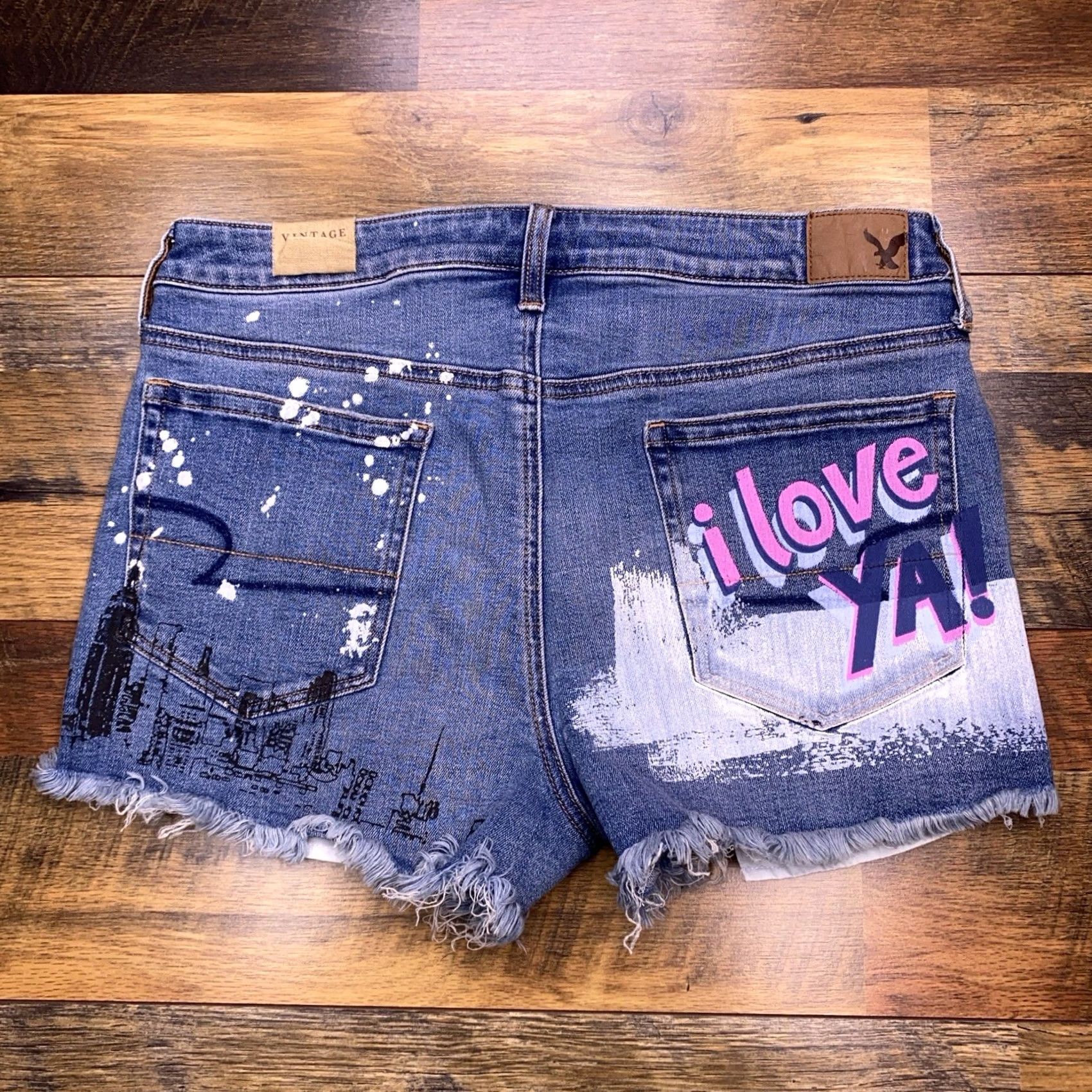 Vintage VINTAGE American Eagle High Rise Festival Shorts 12 Cut Off Denim 5-Pocket Womens Blue Regular 3in Inseam Festival Women’s Jeans Shorts 31in Waist Size 34" / US 12 / IT 48 - 2 Thumbnail