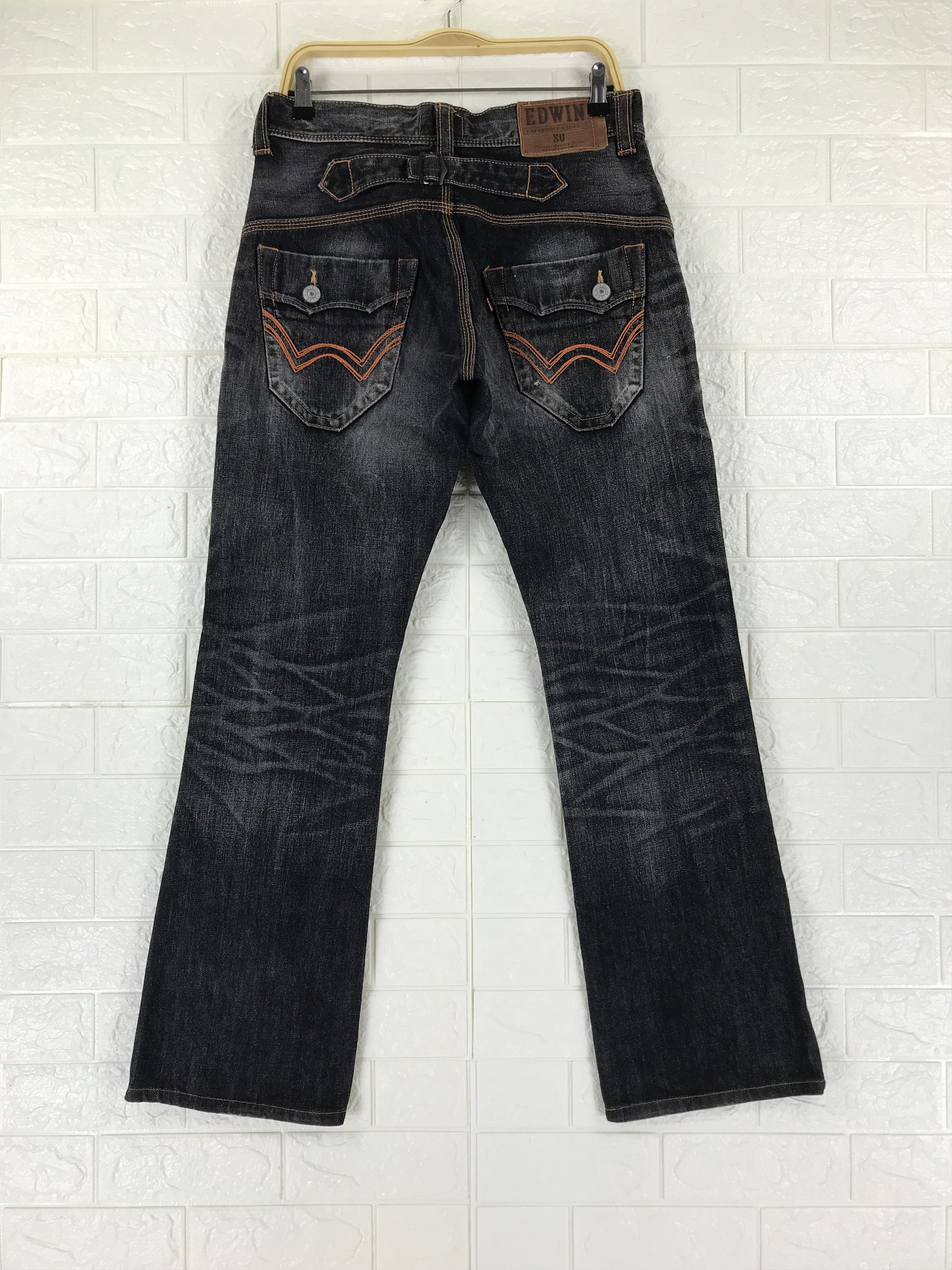 Edwin Vintage Edwin XV Buckle Back Faded Black Flare Jeans Size US 31 - 1 Thumbnail