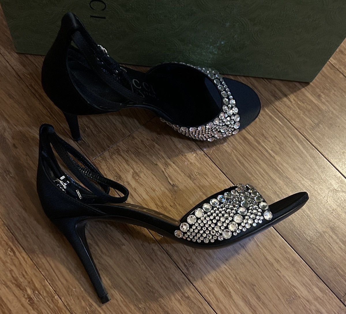 Gucci Gucci GG Crystal Satin Slide Raso Seta Malaga Kid Heel Size US 6 / IT 36 - 6 Thumbnail