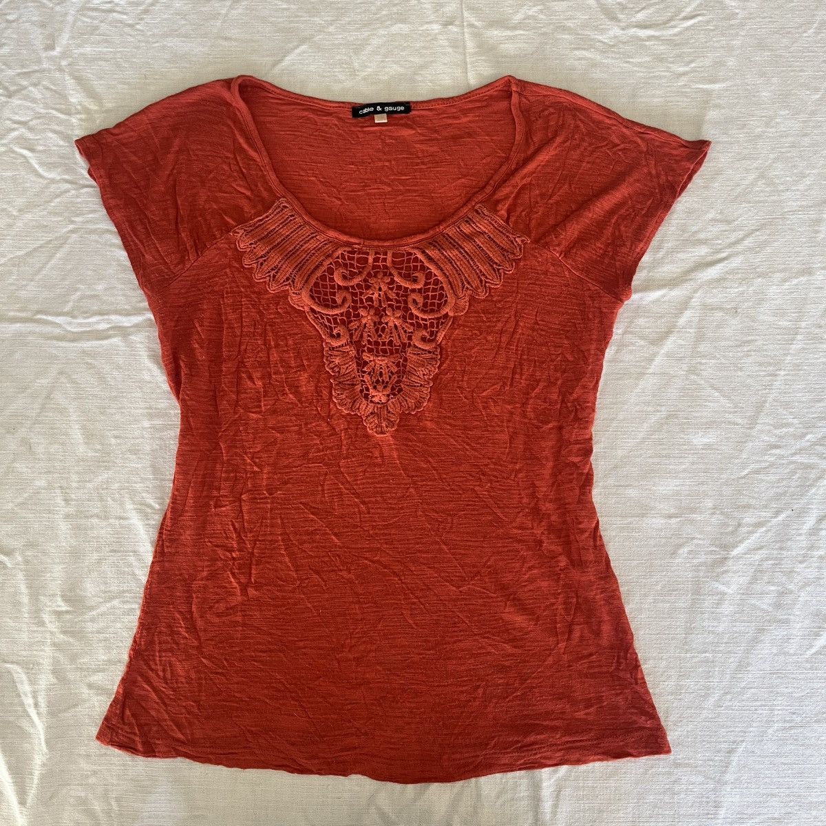 Other Cable and gauge orange crochet lace detail tee Size M / US 6-8 / IT 42-44 - 4 Thumbnail