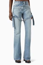 Courreges Solid Color RACER Bootcut Jeans with Adjustable Chaps Straps Size 28" / US 6 / IT 42 - 2 Thumbnail