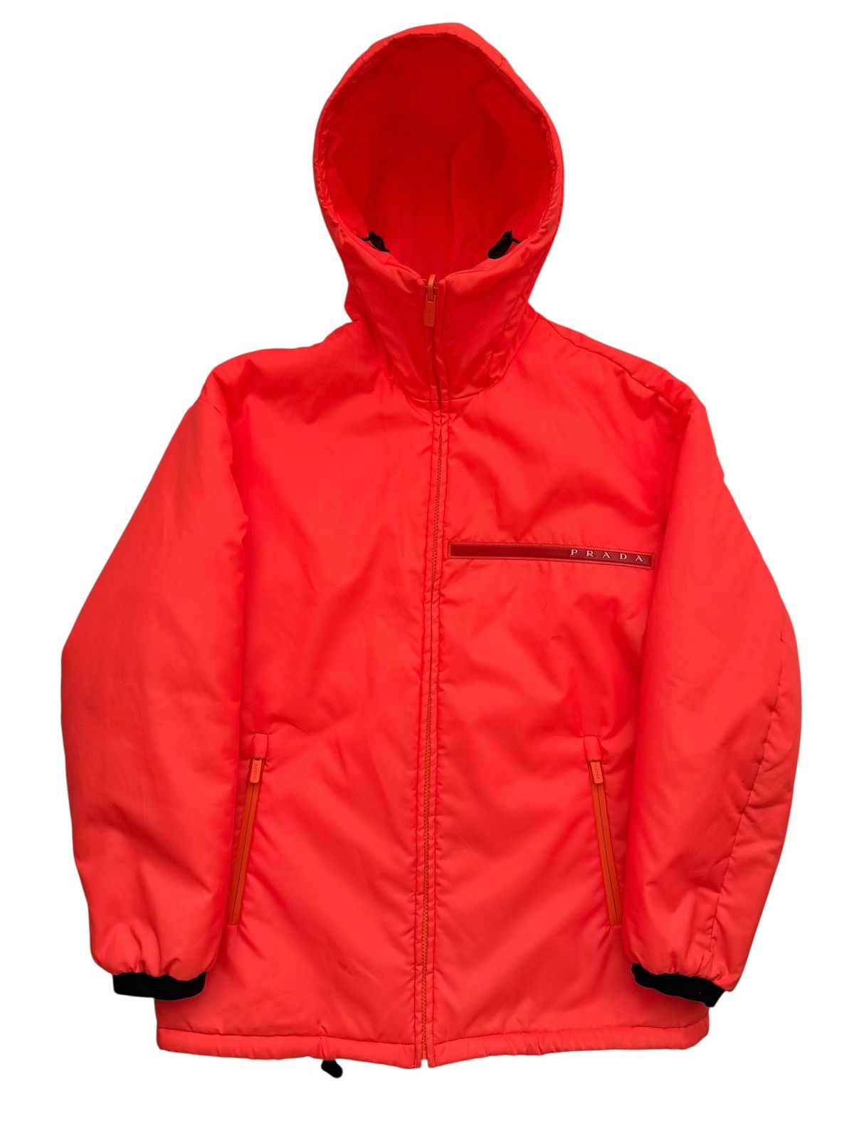 Prada Lines Rossa Fluorescent Tangerine Insulated Parka Size US S / EU 44-46 / 1 - 1 Thumbnail
