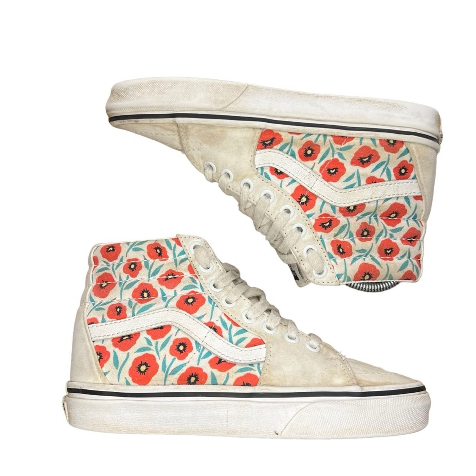 Vans Vans Sk8-Hi Womens Sneakers Size 5 White Red Teal Floral Size US 5 / IT 35 - 2 Thumbnail
