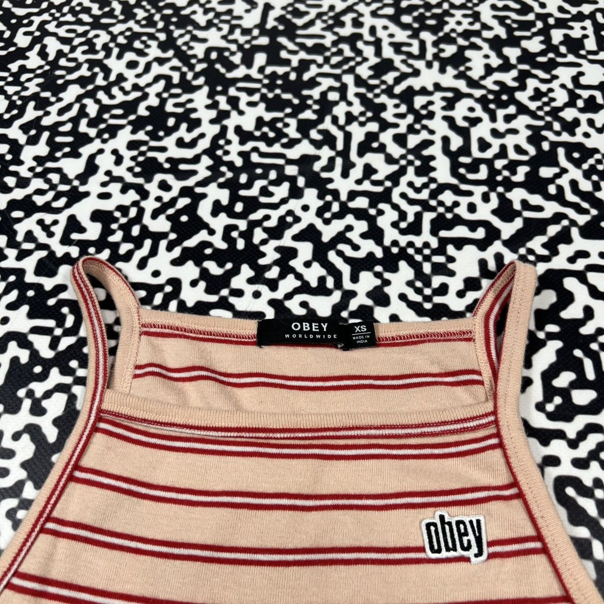 Obey Vintage Y2K Obey Striped Retro Sexy Tank Top Skate Sk8 Style Size XS / US 0-2 / IT 36-38 - 7 Thumbnail