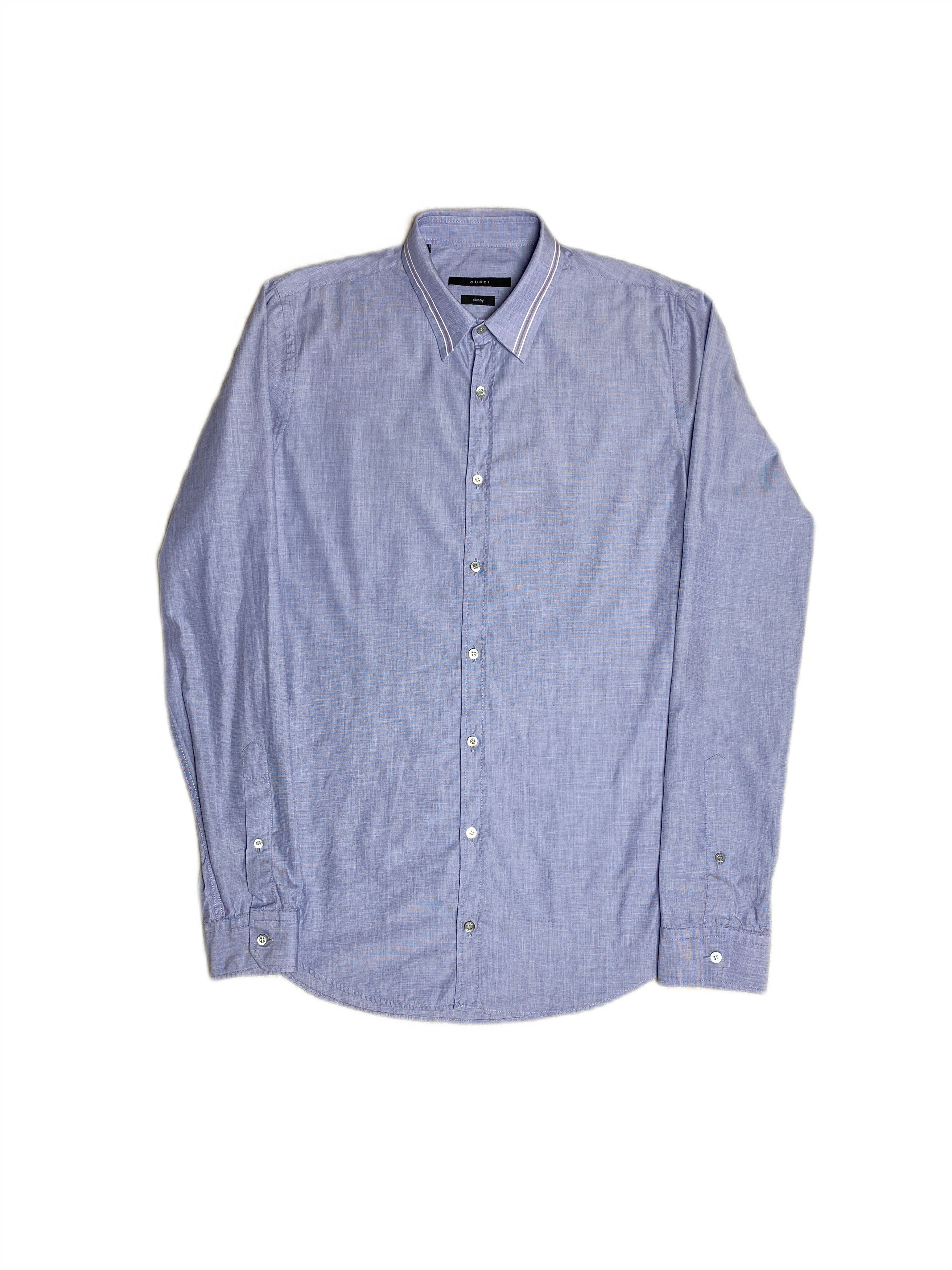 Gucci Gucci x Tom Ford Classic Tailored Blue Dress Satin Shirt Size US M / EU 48-50 / 2 - 1 Thumbnail