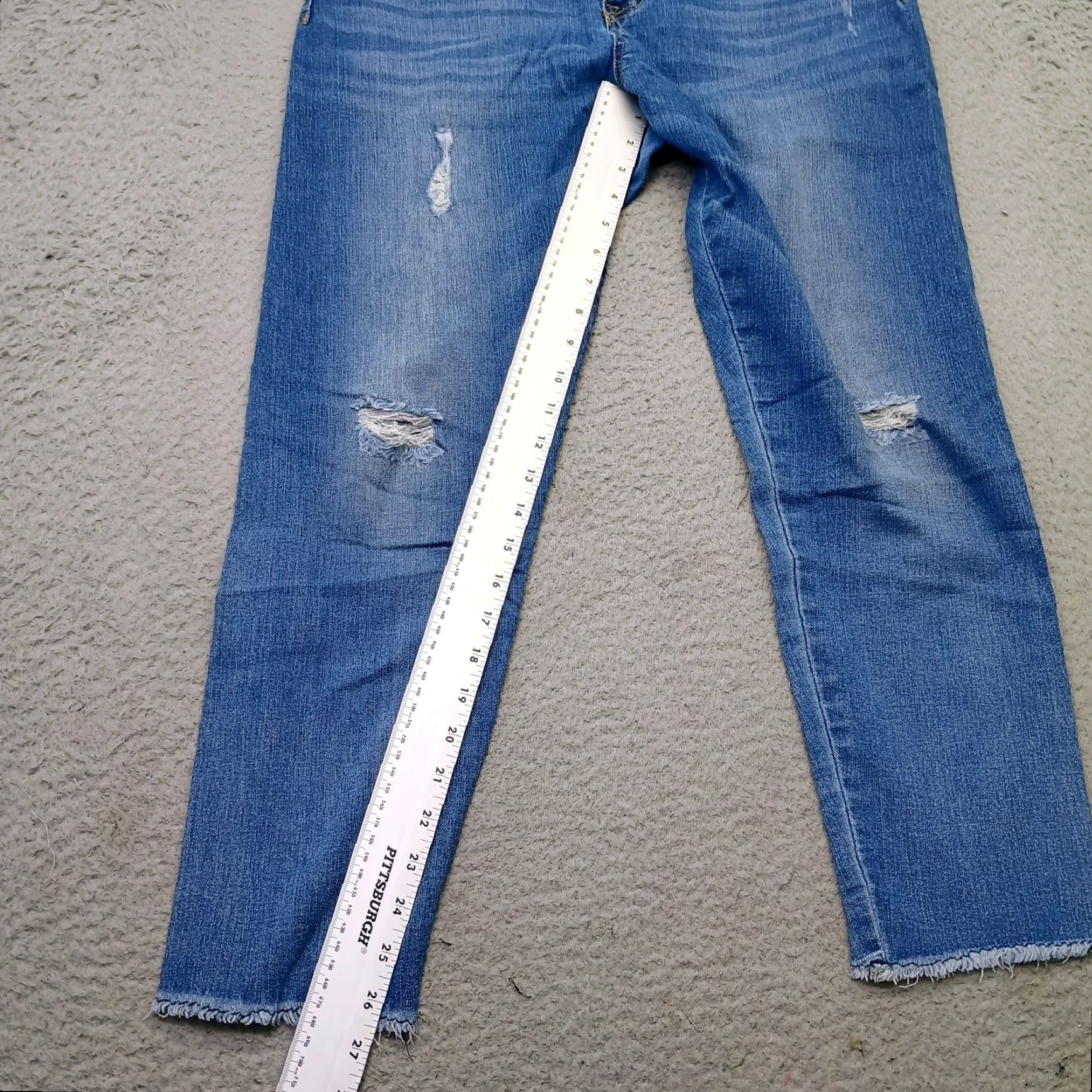 Vintage Wit & Wisdom Jeans Womens 14 Straight Denim Distressed Blue 26.5" Inseam 5-Pocket Regular Size 14 Mens/ Womens Size 36" / US 14 / IT 50 - 4 Thumbnail