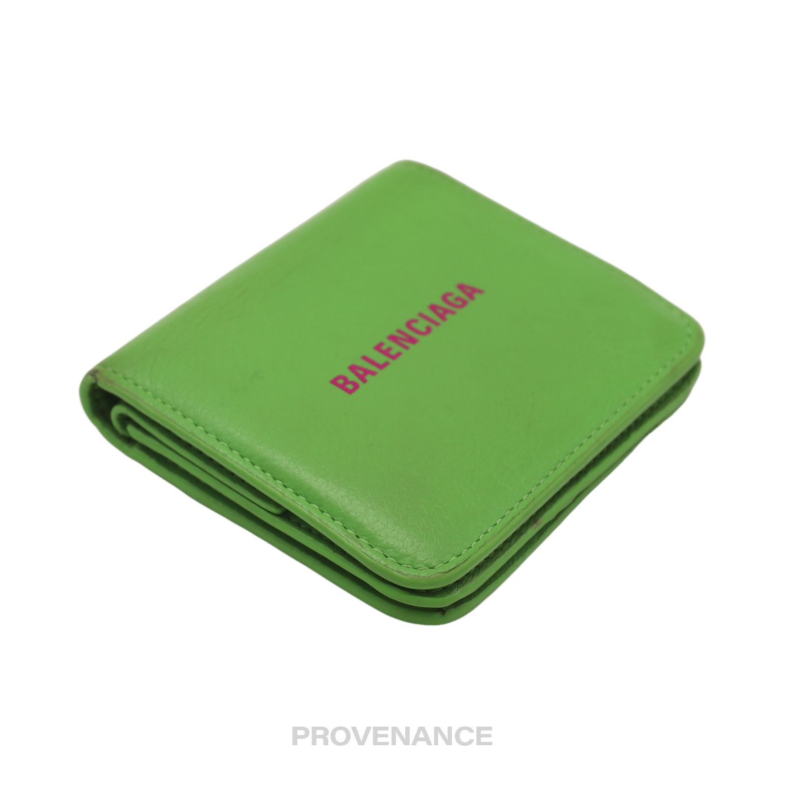 Balenciaga 🔴 Balenciaga Logo Print Bifold Wallet - Green Leather Size ONE SIZE - 5 Thumbnail