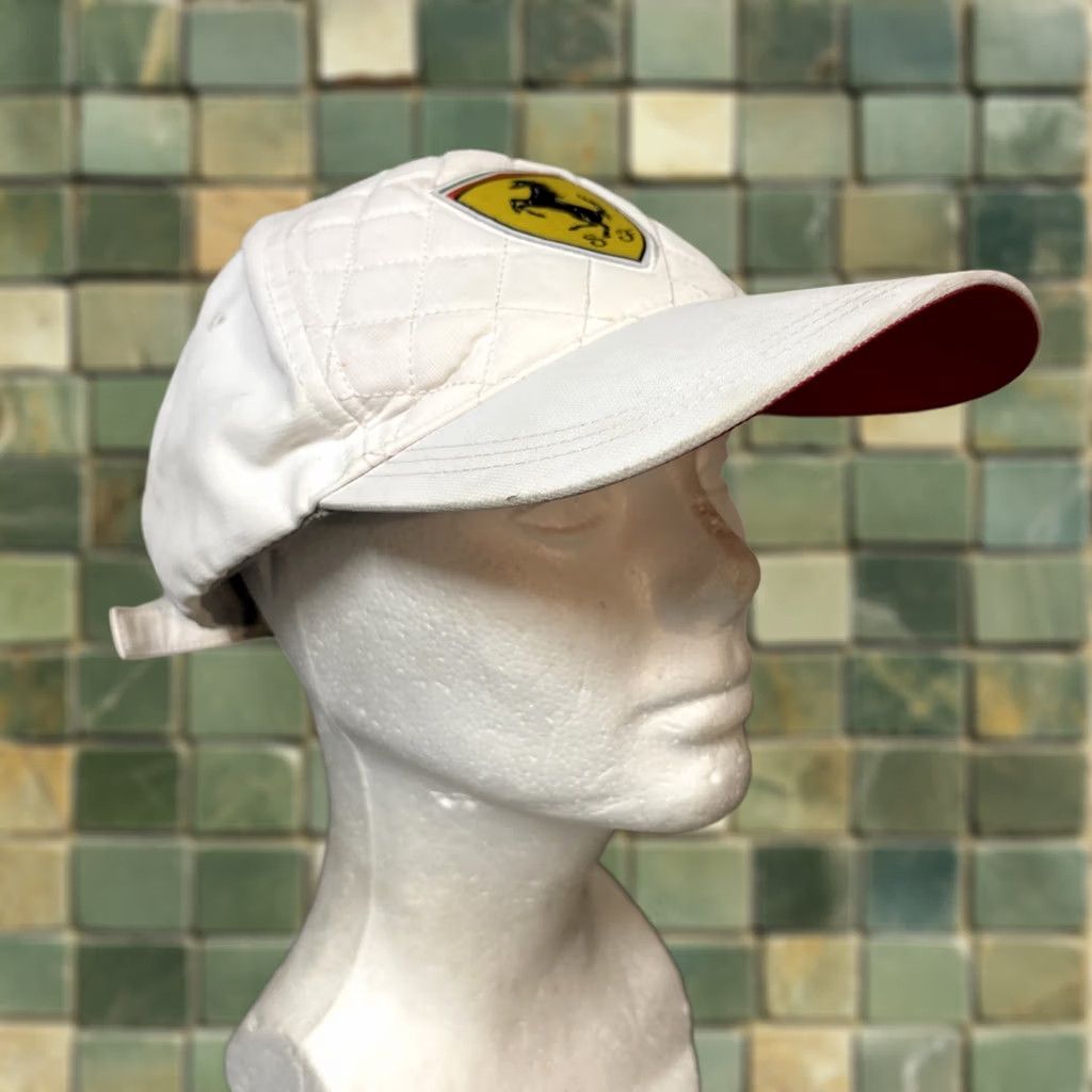 Ferrari VINTAGE Ferrari Hat Cap Scuderia Ferrari Formula 1 F1 Quilted Logo White OSFA Mens Size ONE SIZE - 1 Thumbnail