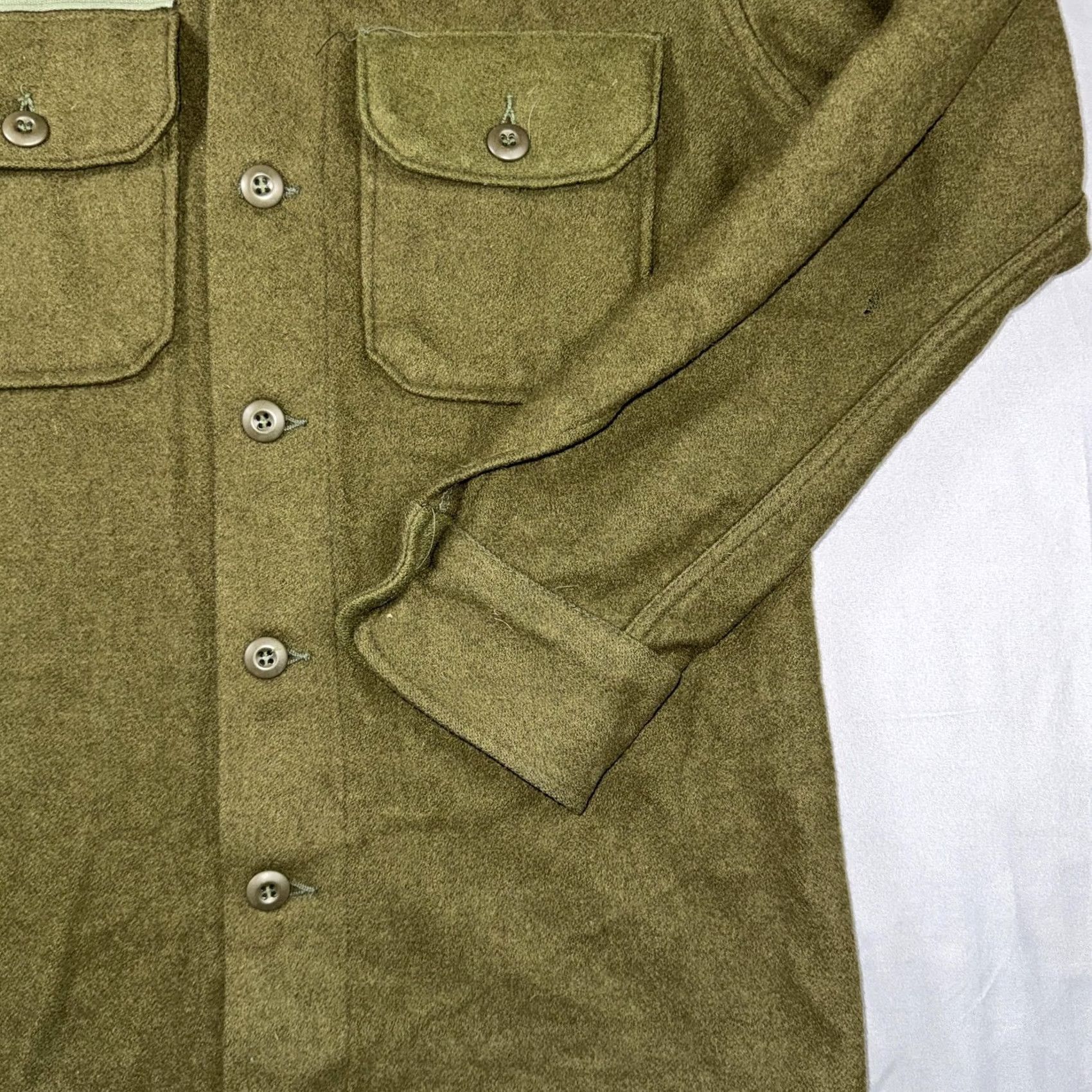 Olive VINTAGE Dale Fashions Shirt Mens Small Olive Wool Cold Weather Field Military Size US S / EU 44-46 / 1 - 4 Thumbnail
