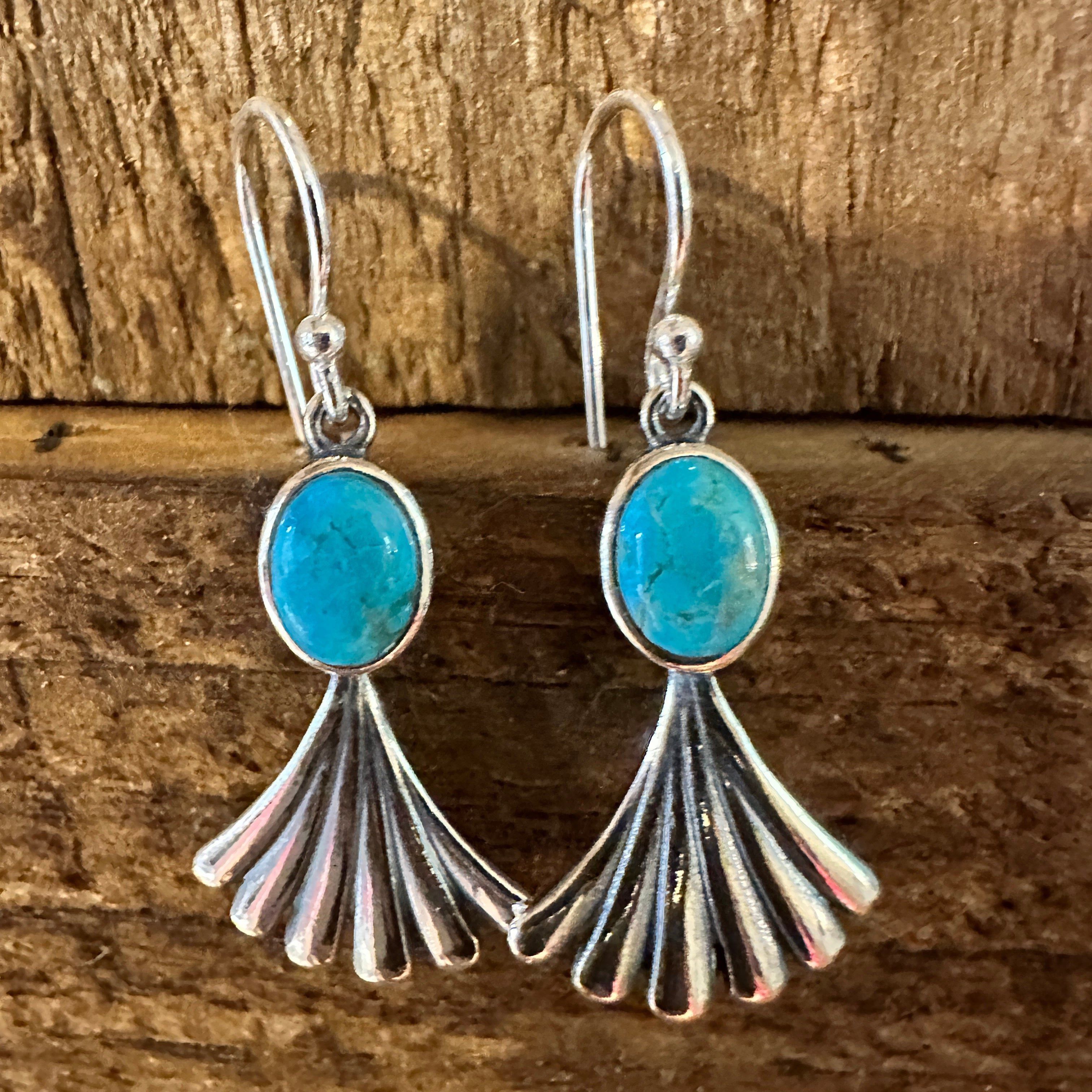 Other Navajo Prayer Turquoise Dangle Earrings in Sterling Silver, Size ONE SIZE - 3 Thumbnail