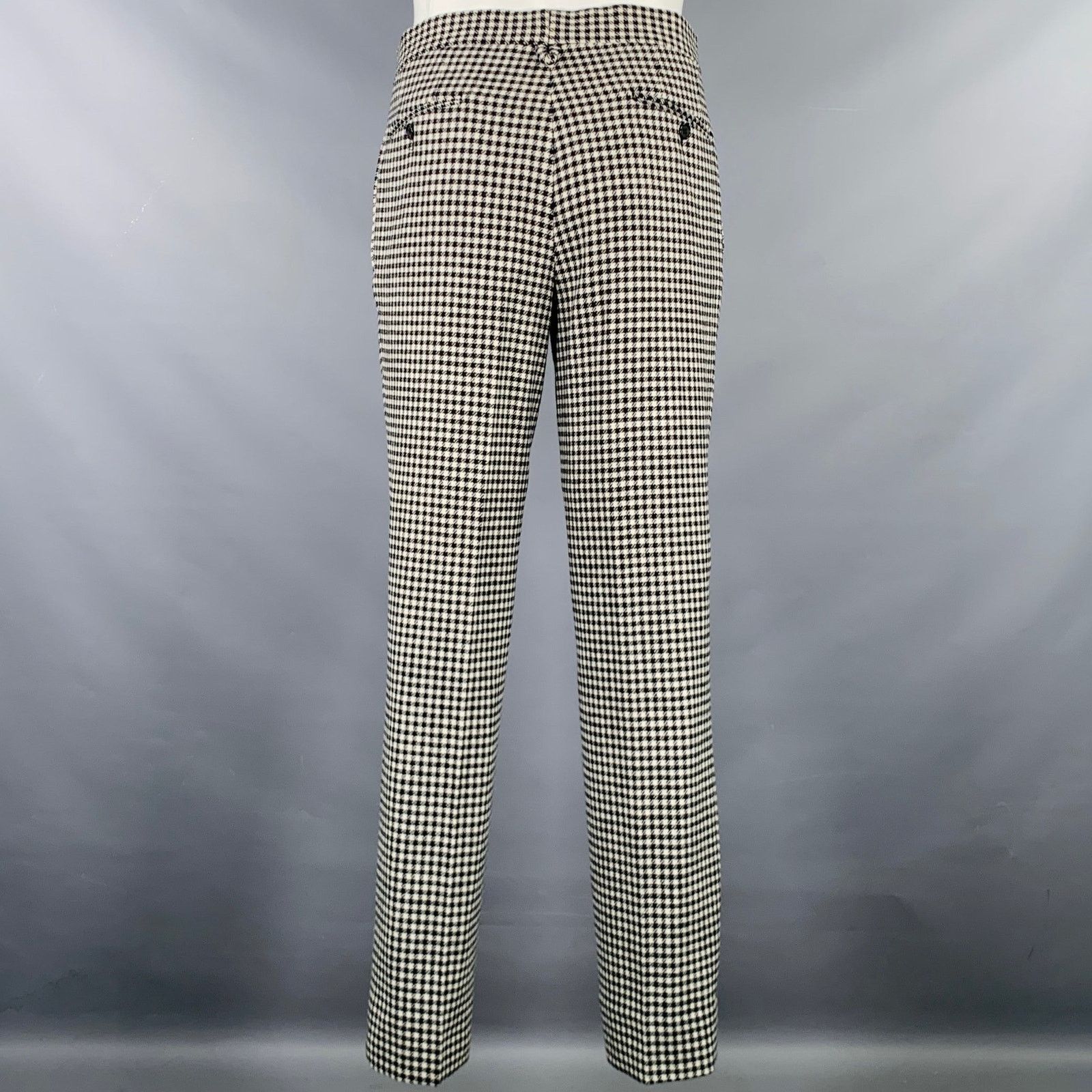Brooks Brothers Black Fleece BLACK FLEECE 38 Black White Checkered Wool Notch Lapel Suit Size 38R - 5 Thumbnail