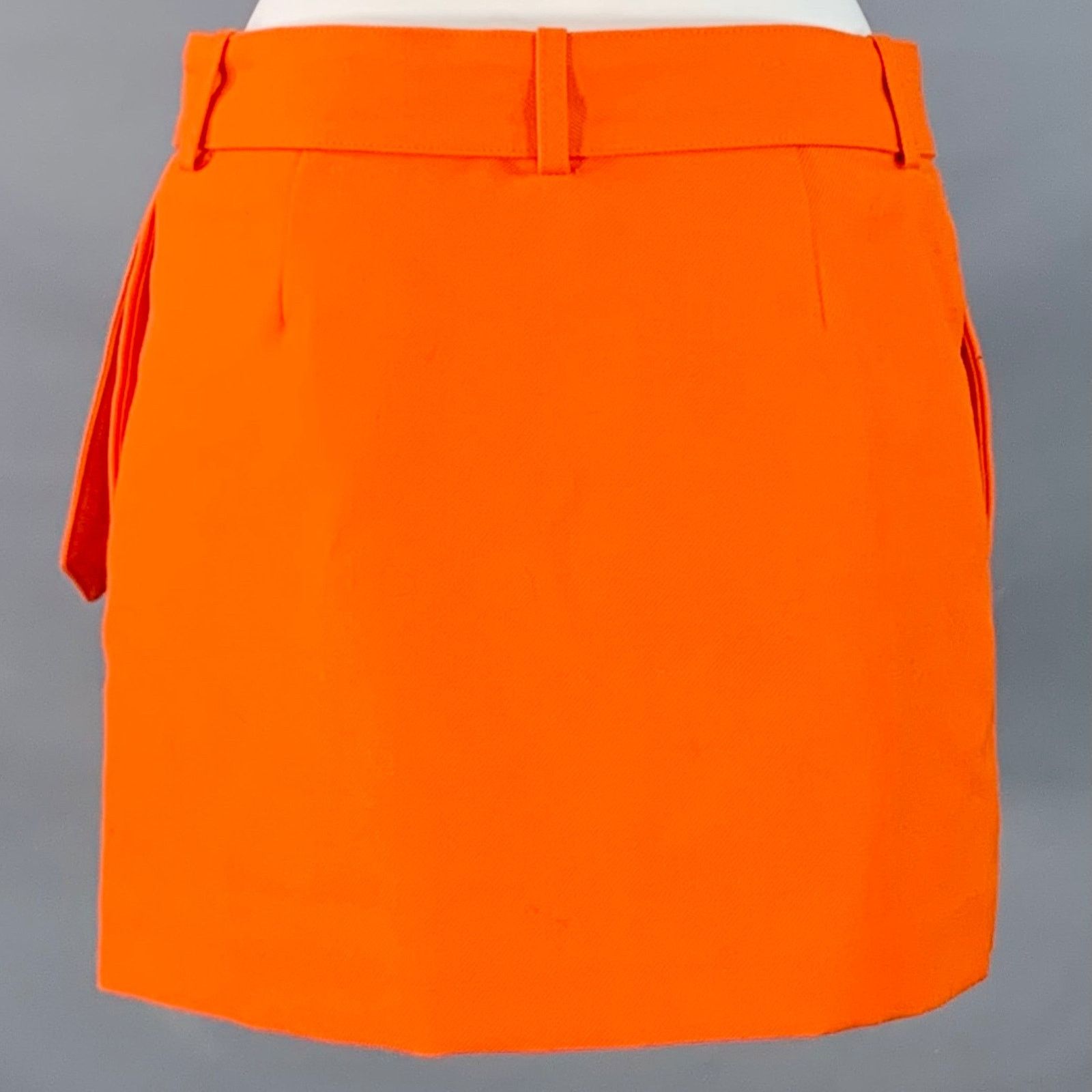 AMI Size S Orange Wool Twill Belted Wrap Mini Skirt Size 28" / US 6 / IT 42 - 2 Thumbnail