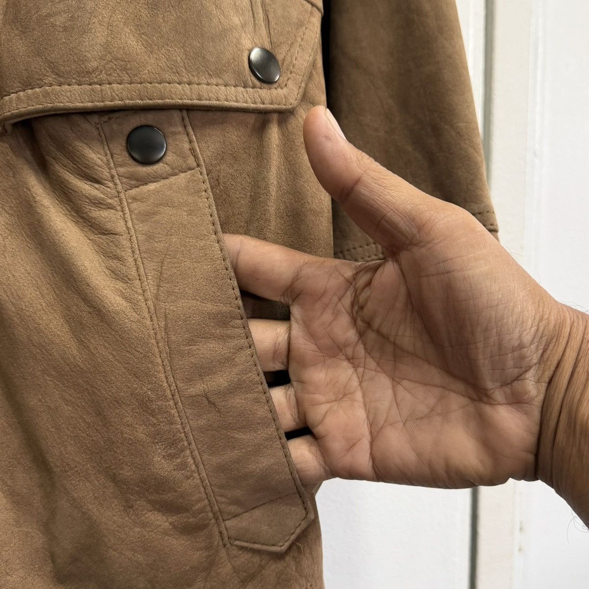 Vintage VTG Brown Leather Jacket Minimal Coat Italian Style Cowhide Size US M / EU 48-50 / 2 - 6 Thumbnail