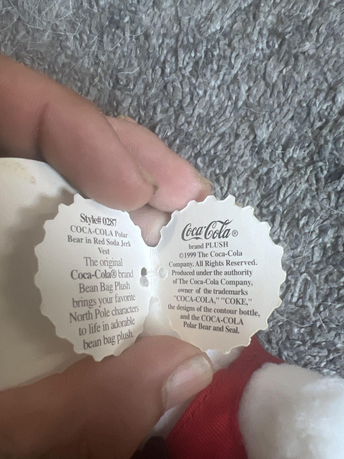 Coca Cola 1999 Coca-Cola Polar Bear In Red Soda Jerk Vest Plush Size ONE SIZE - 5 Thumbnail