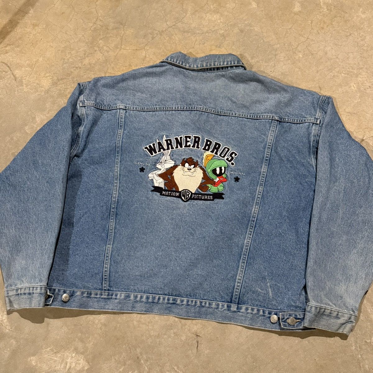 Warner Bros Vintage 1990s Looney Tunes Faded Distressed Denim Jacket Size US XXL / EU 58 / 5 - 2 Thumbnail