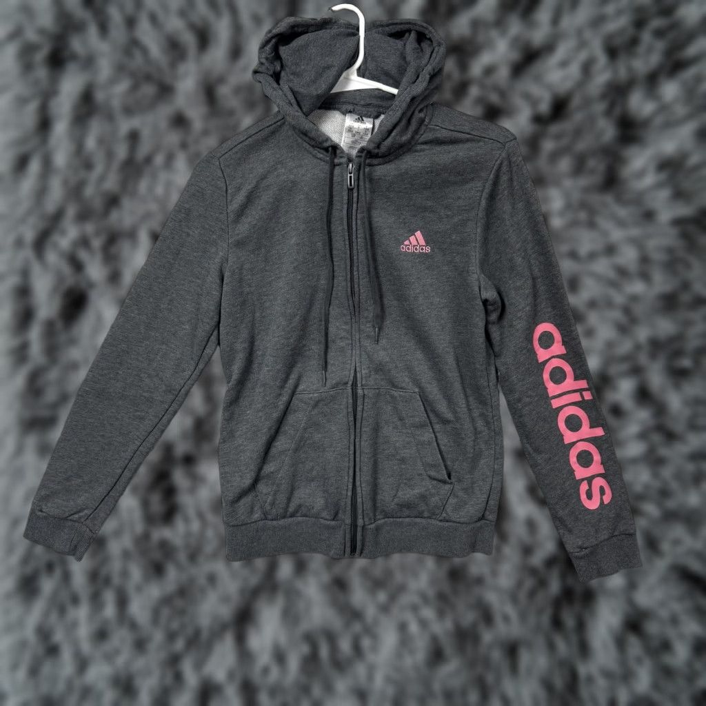 Adidas Adidas Hoodie Womens Small Gray Full Zip Sweatshirt Logo H07750 Size S / US 4 / IT 40 - 1 Thumbnail