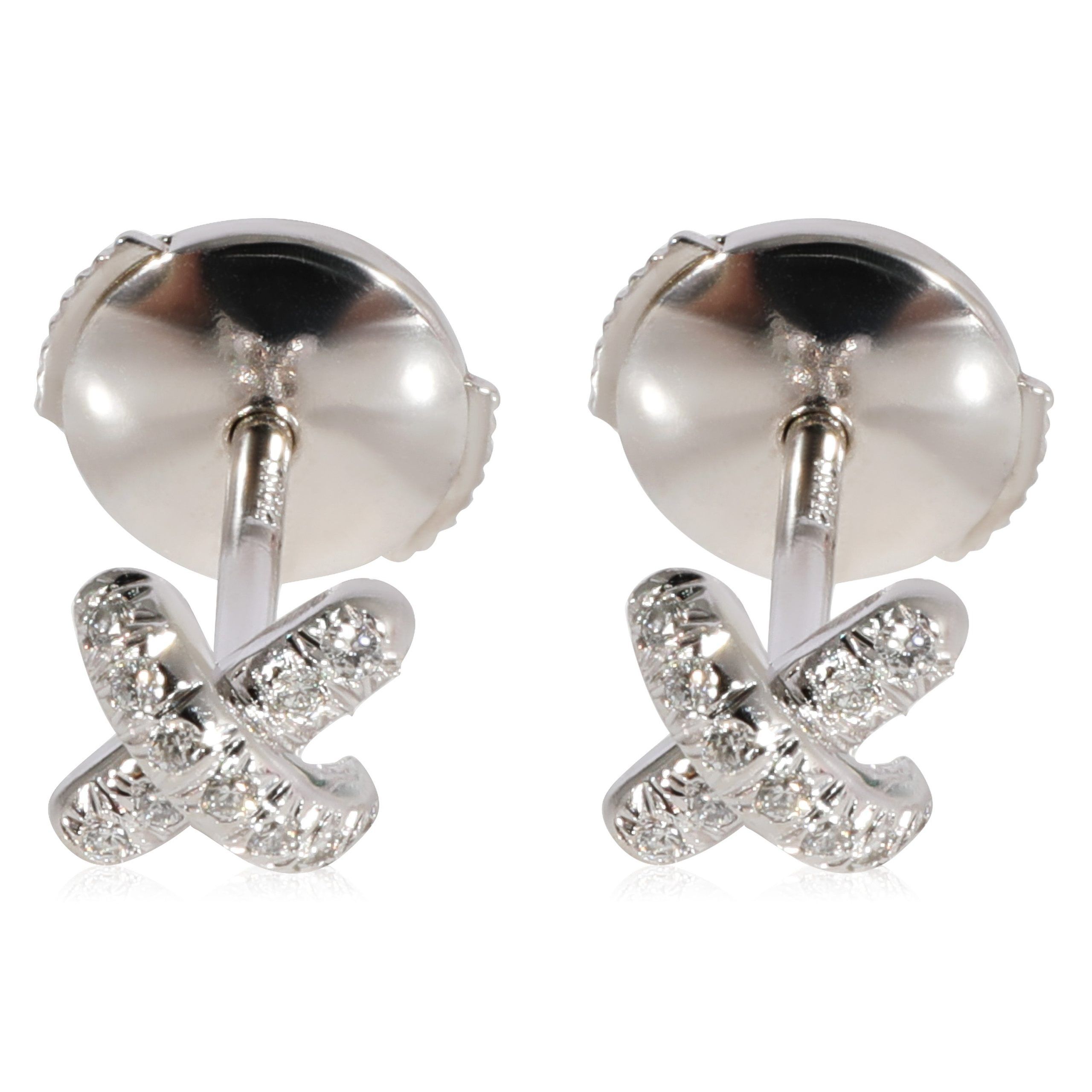 image of Tiffany & Co. Diamond X Earring In Platinum 0.33 Ctw in Gold, Women's