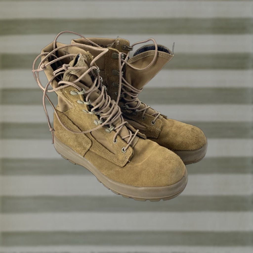 Vintage Belleville Combat Boots FAFTW Women 9.5 WF Wide Coyote Brown Lace Up Goretex Boot Suede Rubber Flat W Mid-Calf Winter Fall Spring Size US 10 / IT 40 - 1 Thumbnail