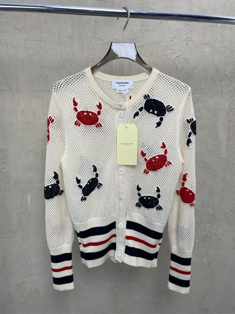 Thom Browne Thom browne Beige full-print crab striped mesh knitted butt Size M / US 6-8 / IT 42-44 - 1 Thumbnail