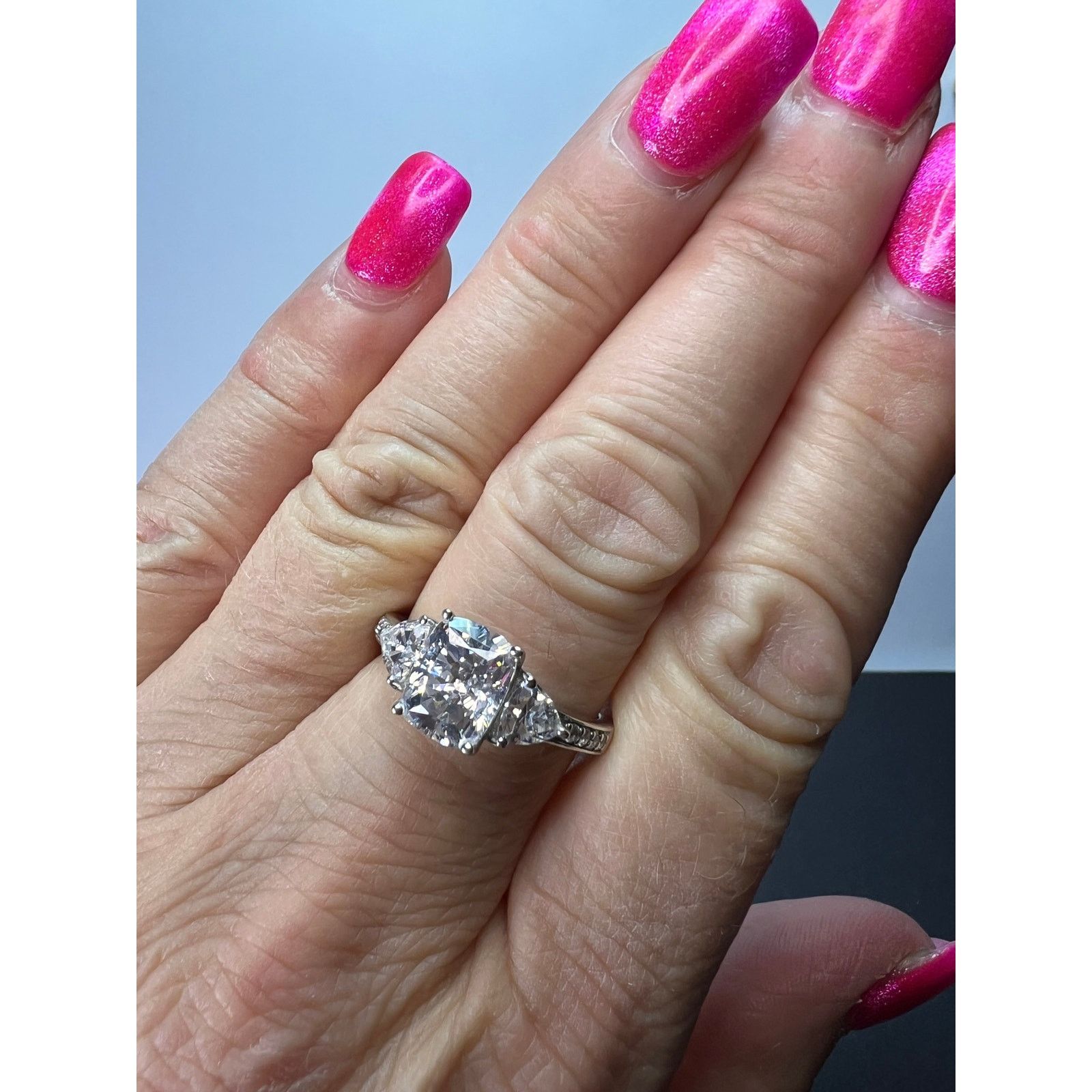 Other Cubic zirconia platinum over sterling silver ring size 9 Size ONE SIZE - 6 Thumbnail
