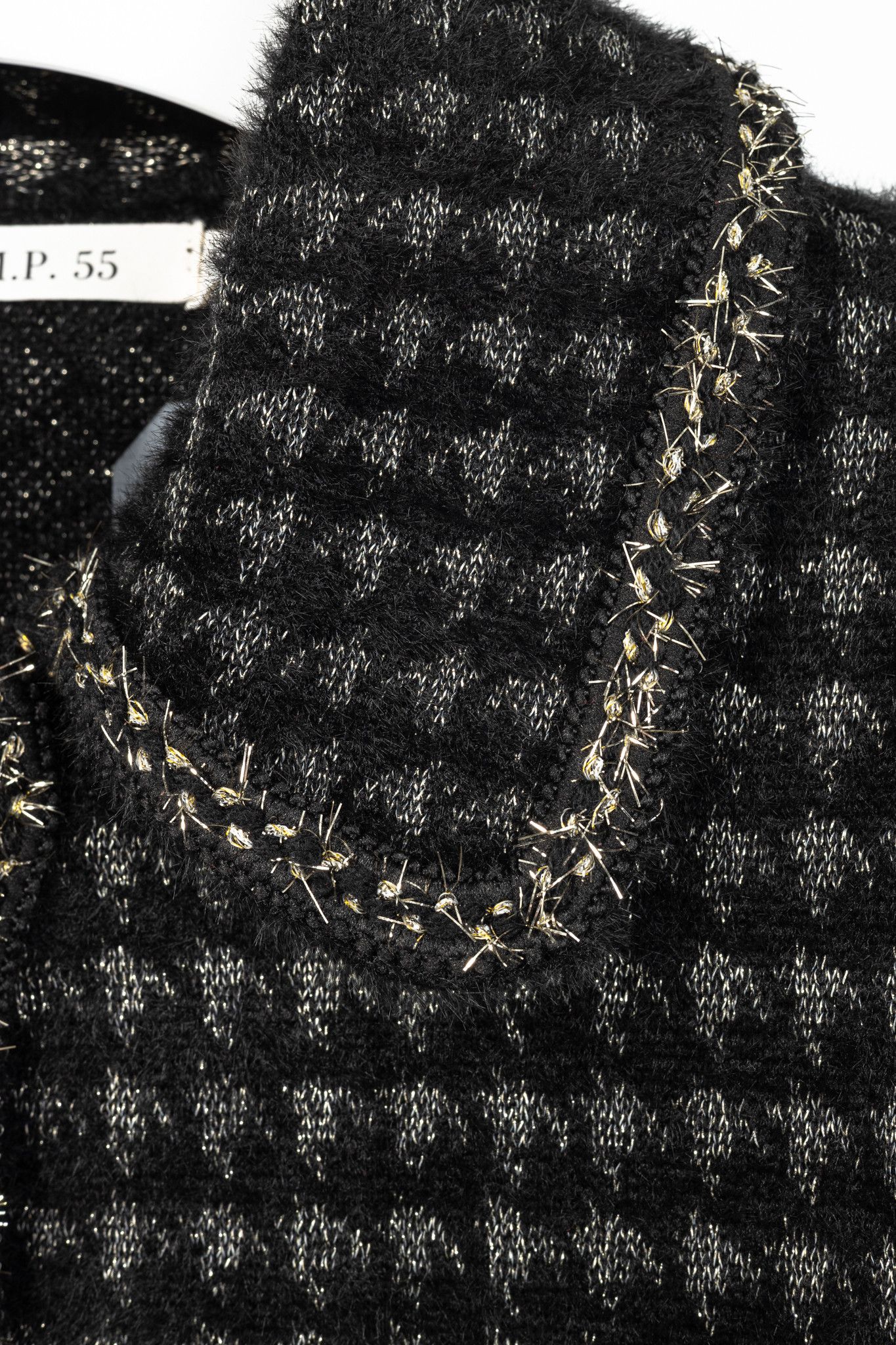 Other C.M.P.55 Black Fuzzy Lurex-Houndstooth Knit Jacket Size ONE SIZE - 6 Thumbnail