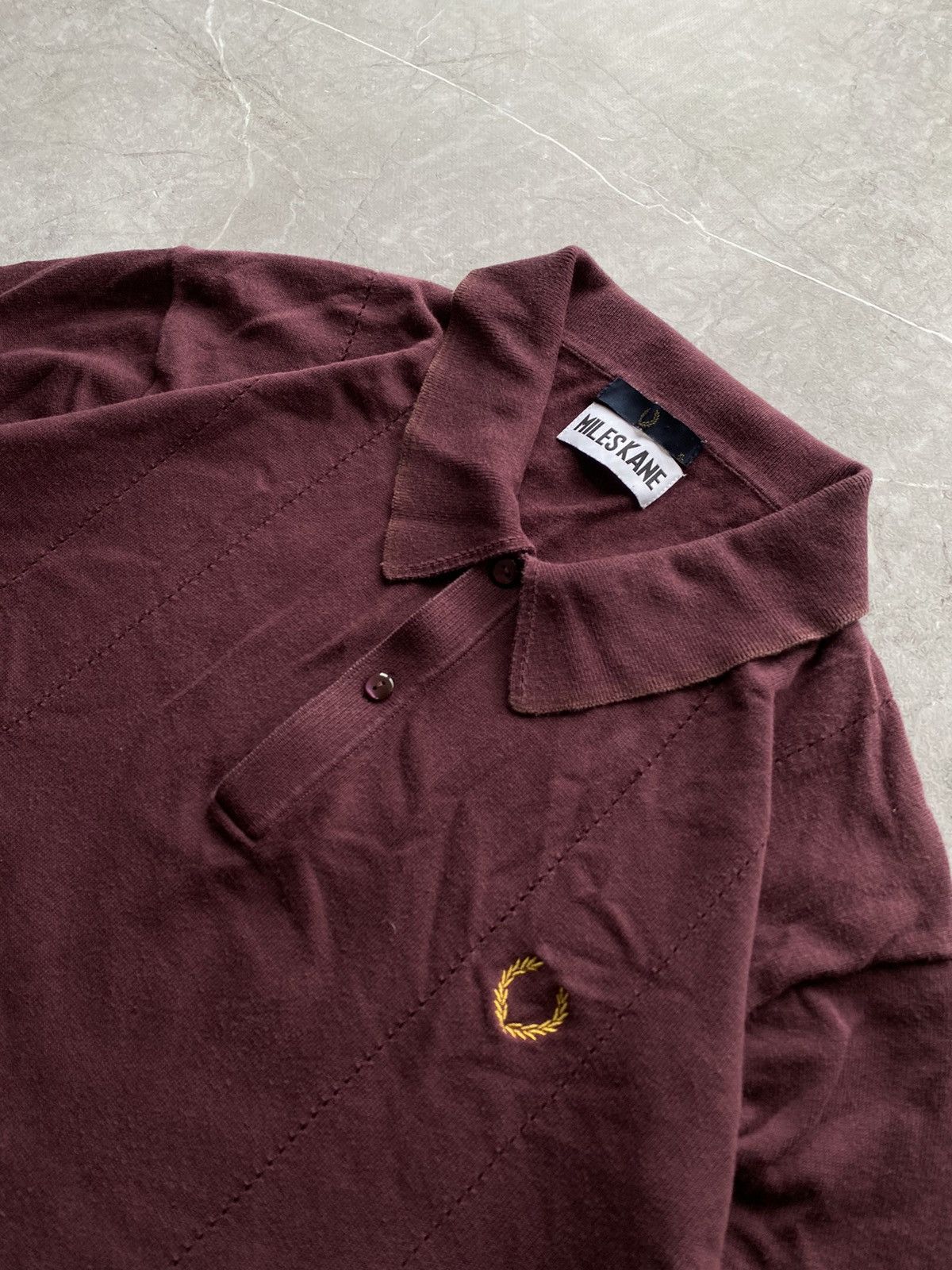 Fred Perry Fred Perry x Miles Kane Burgundy Knit Polo Shirt Size XL Size US XL / EU 56 / 4 - 4 Thumbnail