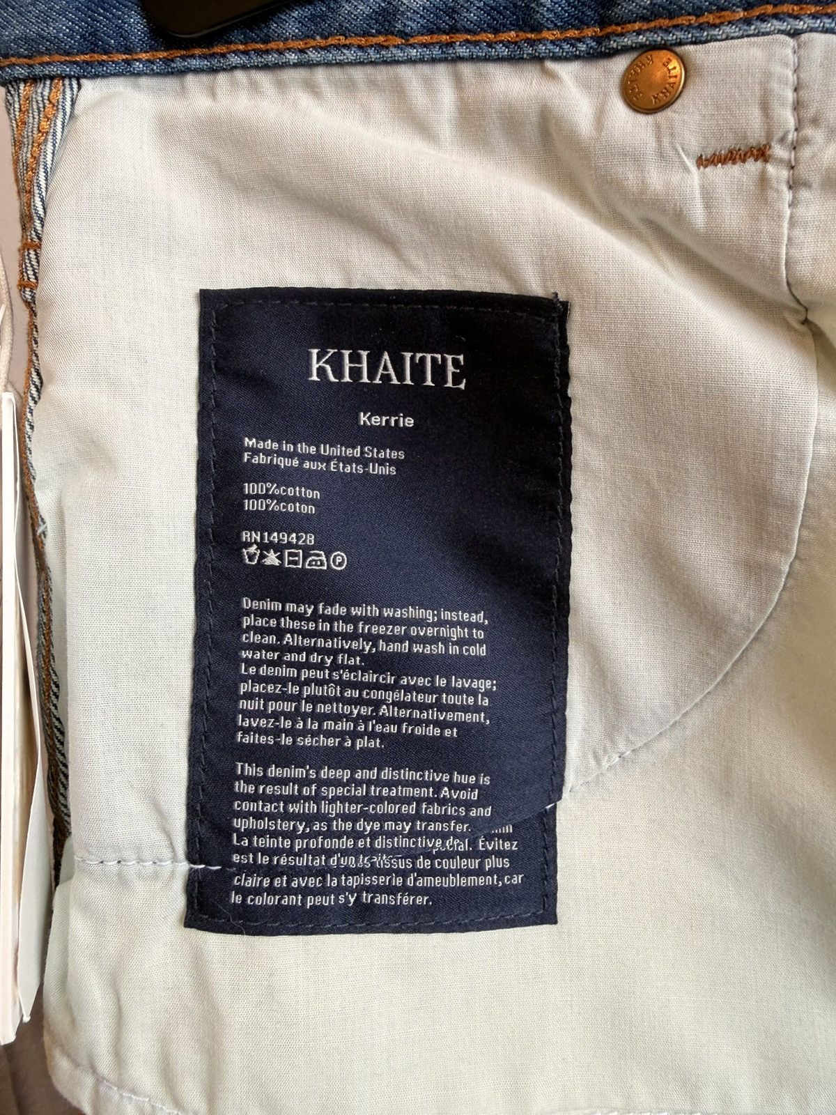 KHAITE NWT Khaite Kerrie Jeans Denim Straight Leg Raw Hem Size 30 Size 30" / US 8 / IT 44 - 14 Thumbnail