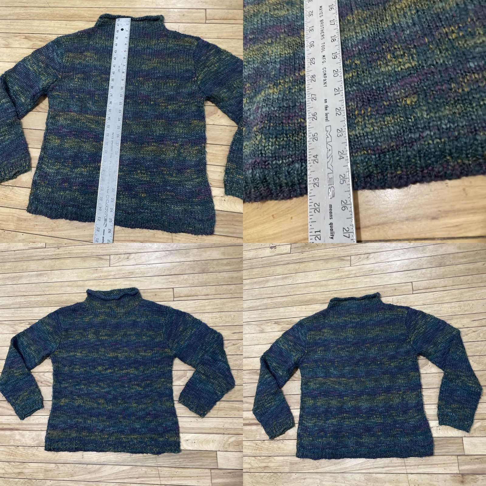 Vintage VINTAGE St. John's Bay Wool Roll Neck Sweater Women L Green Purple Knit Pullover 90s Size L / US 10 / IT 46 - 8 Thumbnail