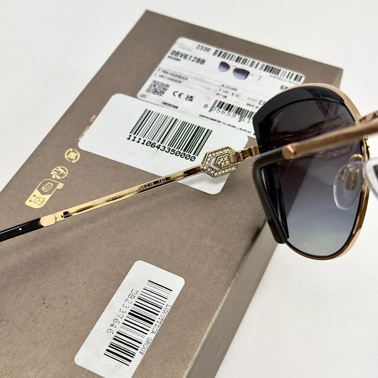 Bvlgari BVLGARI Black Gold Logo Butterfly Sunglasses BV6128B 6128 Size ONE SIZE - 5 Thumbnail